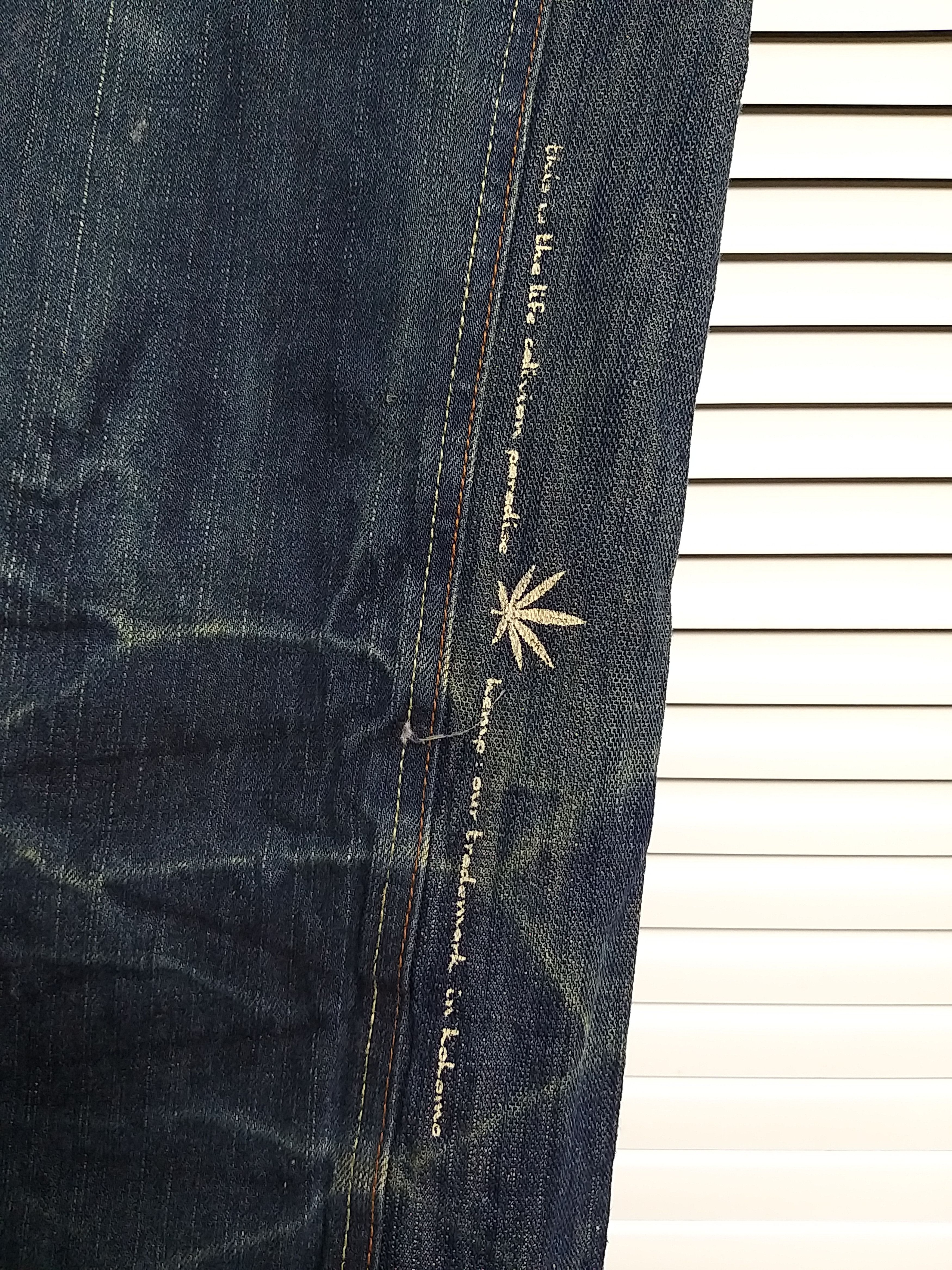 Japanese Brand JAPANESE ARCHIVAL "IN KOKOMO"HEMP PRINT DISTRESSED JEANS Size US 32 / EU 48 - 9 Thumbnail