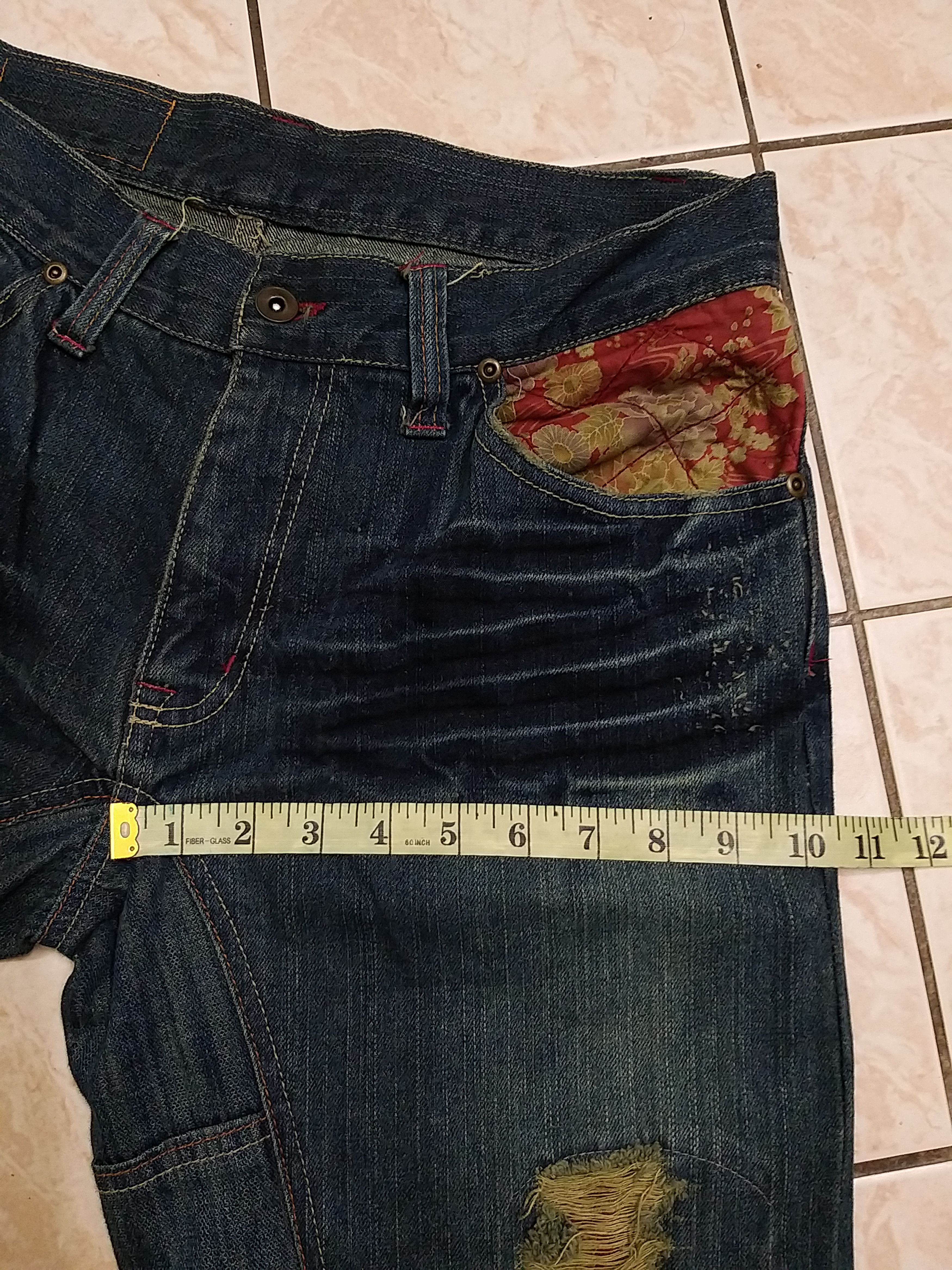 Japanese Brand JAPANESE ARCHIVAL "IN KOKOMO"HEMP PRINT DISTRESSED JEANS Size US 32 / EU 48 - 14 Thumbnail