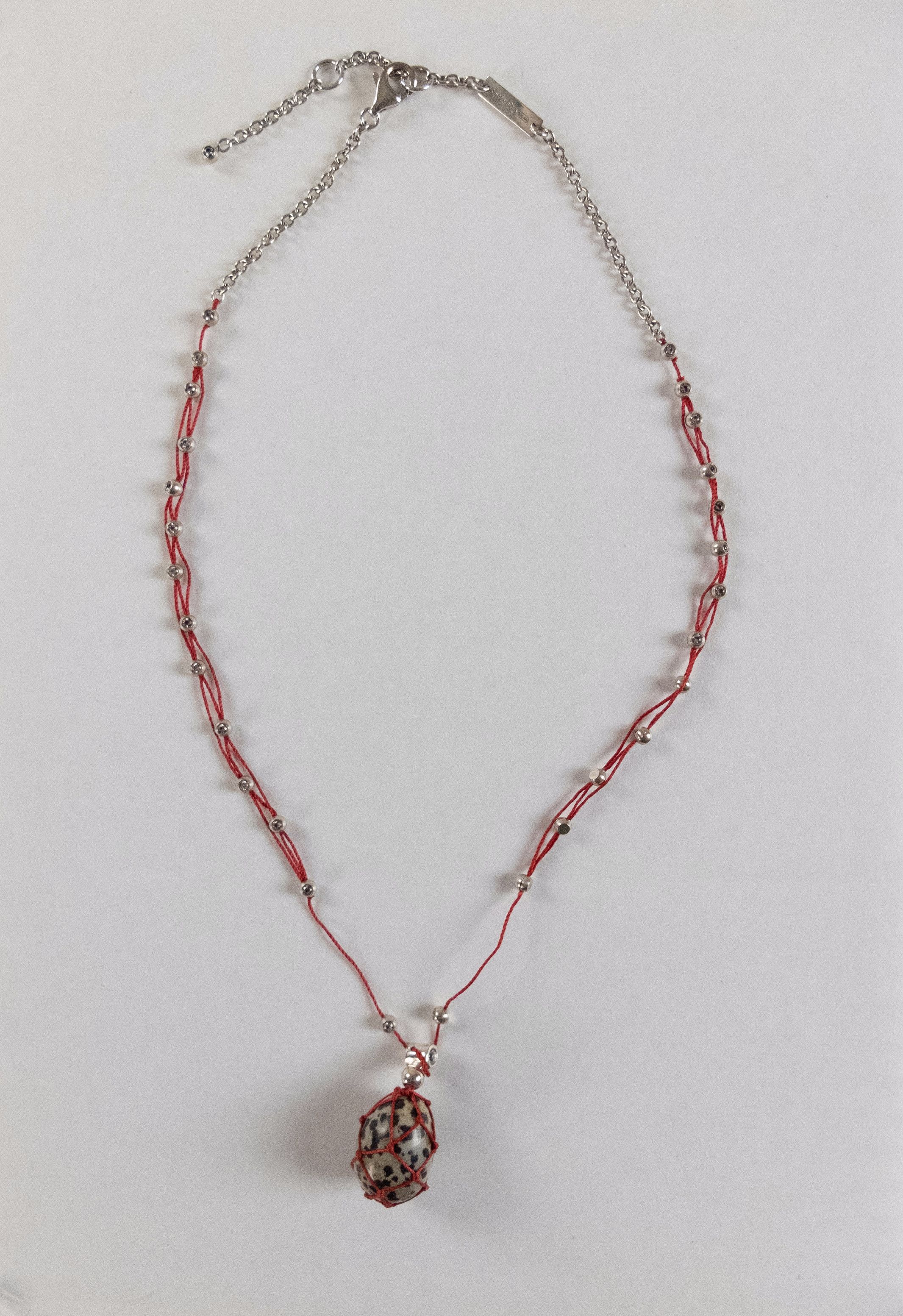 Bottega Veneta BOTTEGA VENETA red Dalmatian Jasper stone pendant necklace Size ONE SIZE - 3 Thumbnail
