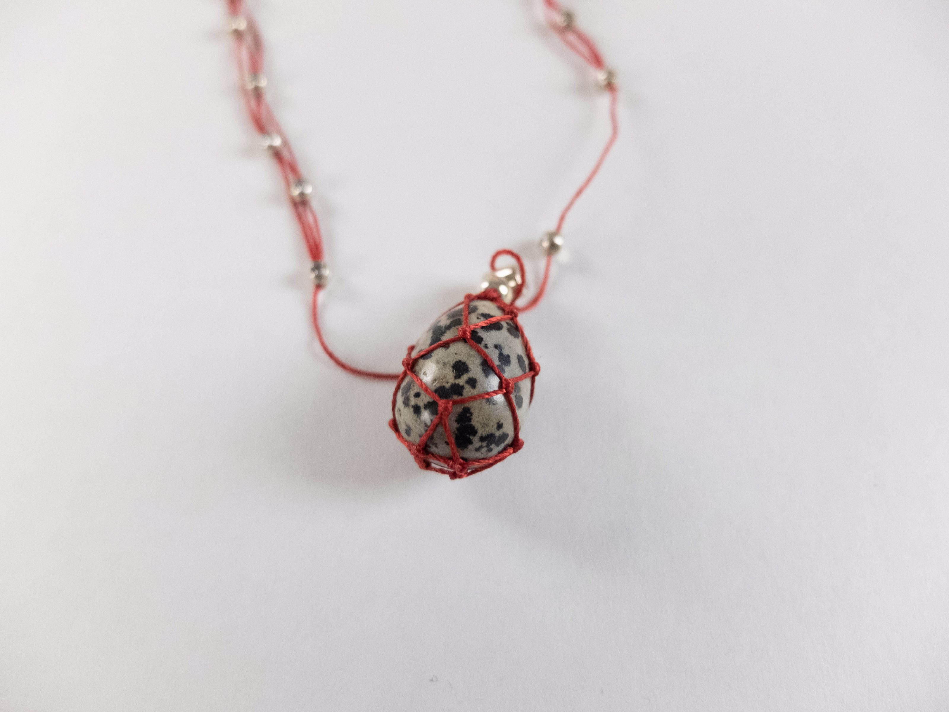 Bottega Veneta BOTTEGA VENETA red Dalmatian Jasper stone pendant necklace Size ONE SIZE - 4 Thumbnail