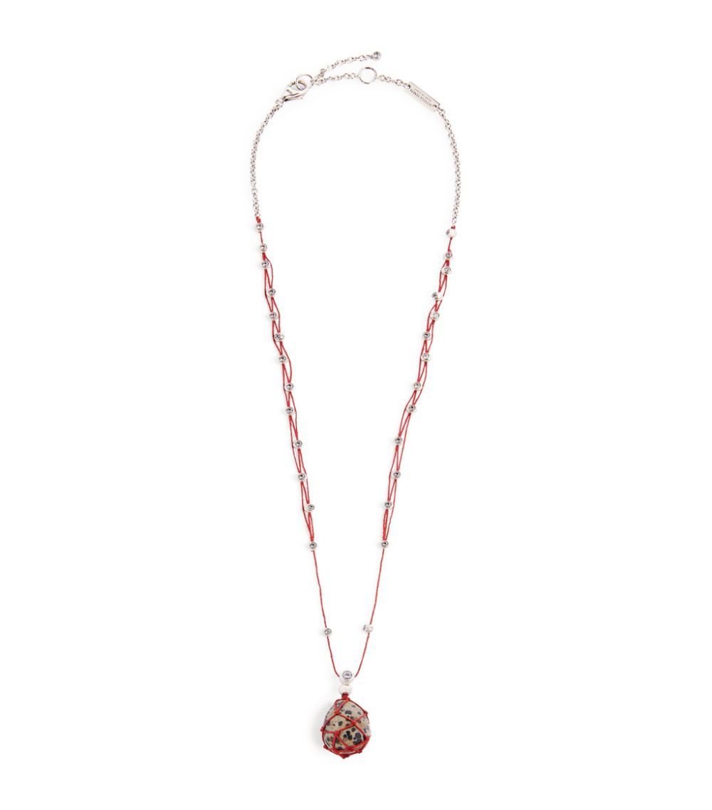 Bottega Veneta BOTTEGA VENETA red Dalmatian Jasper stone pendant necklace Size ONE SIZE - 2 Thumbnail