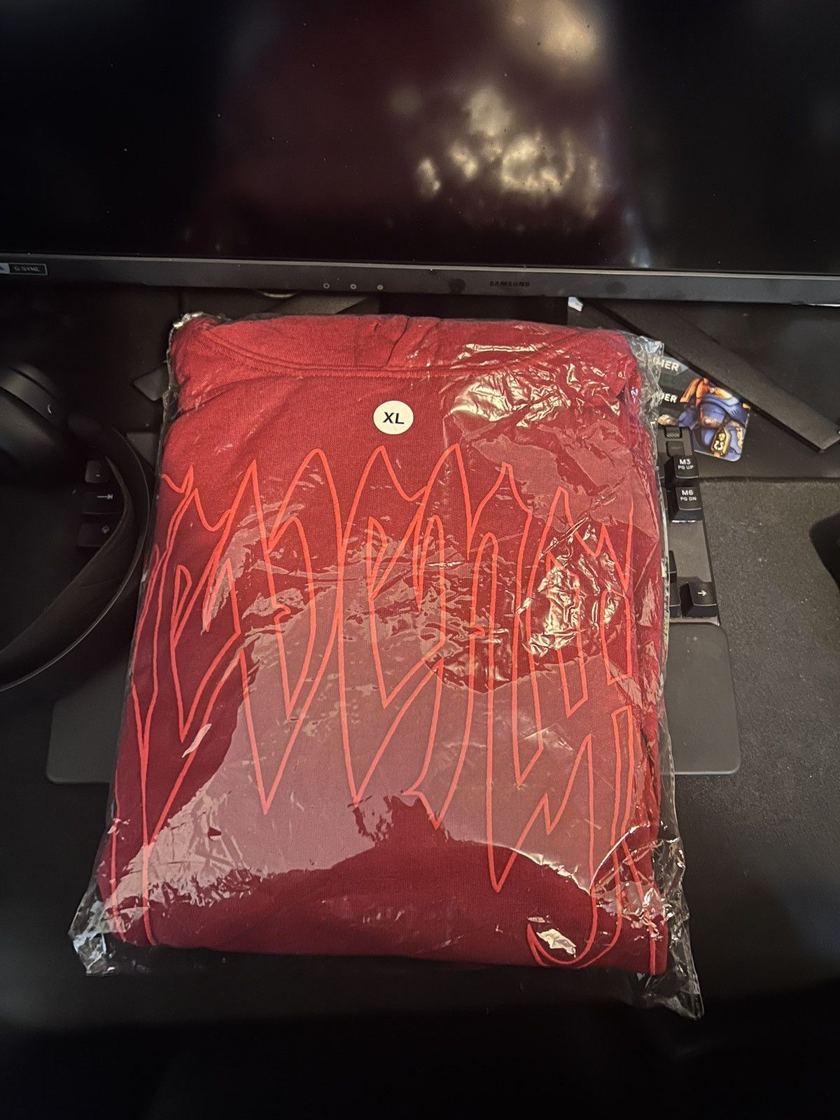 image of Revenge Xxxtentacion Maroon Outline "kill" Hoodie (Ds) in Red, Men's (Size XL)