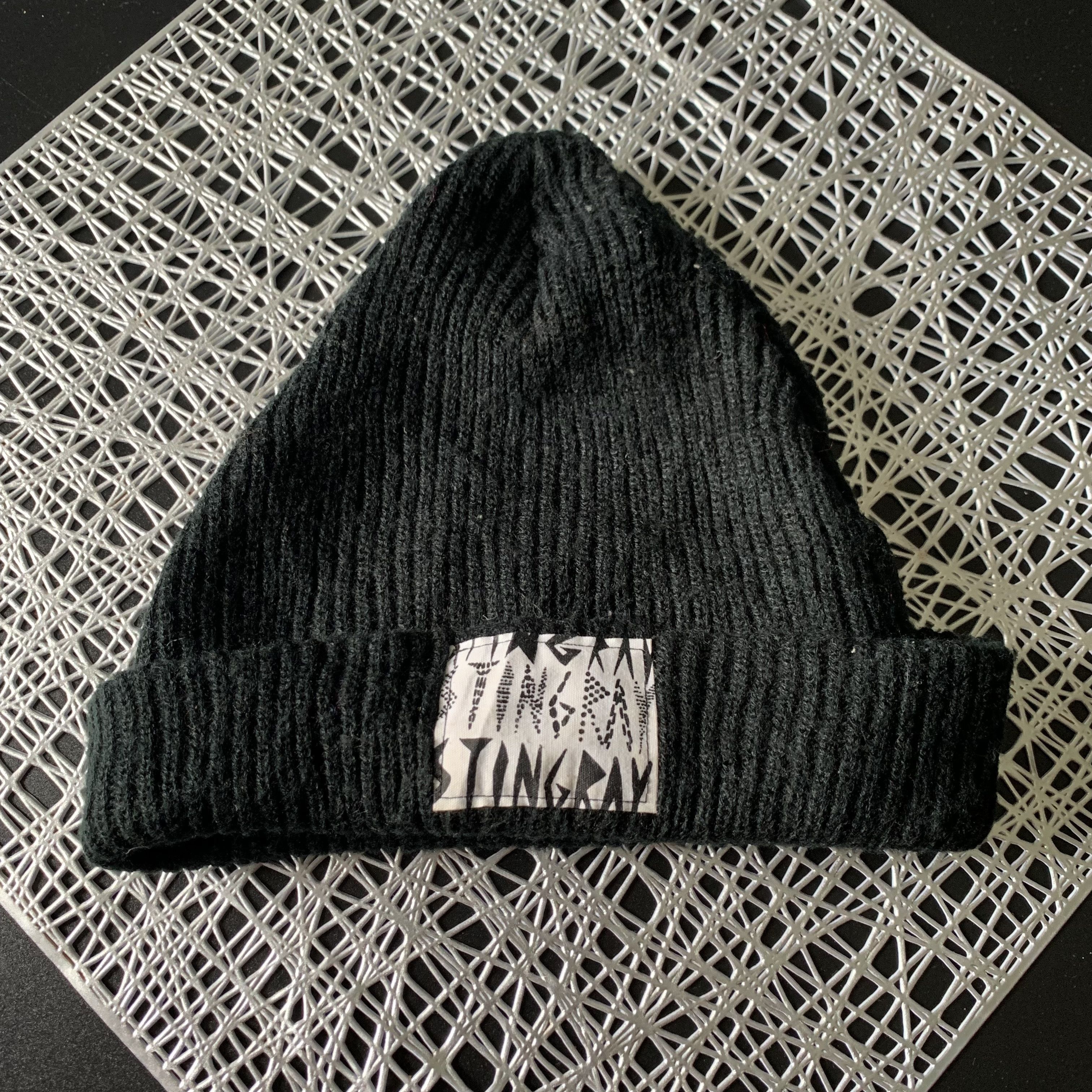 Japanese Brand STINGRAY Embroidery Big Logo Black Beanie #159-G Size ONE SIZE - 4 Thumbnail