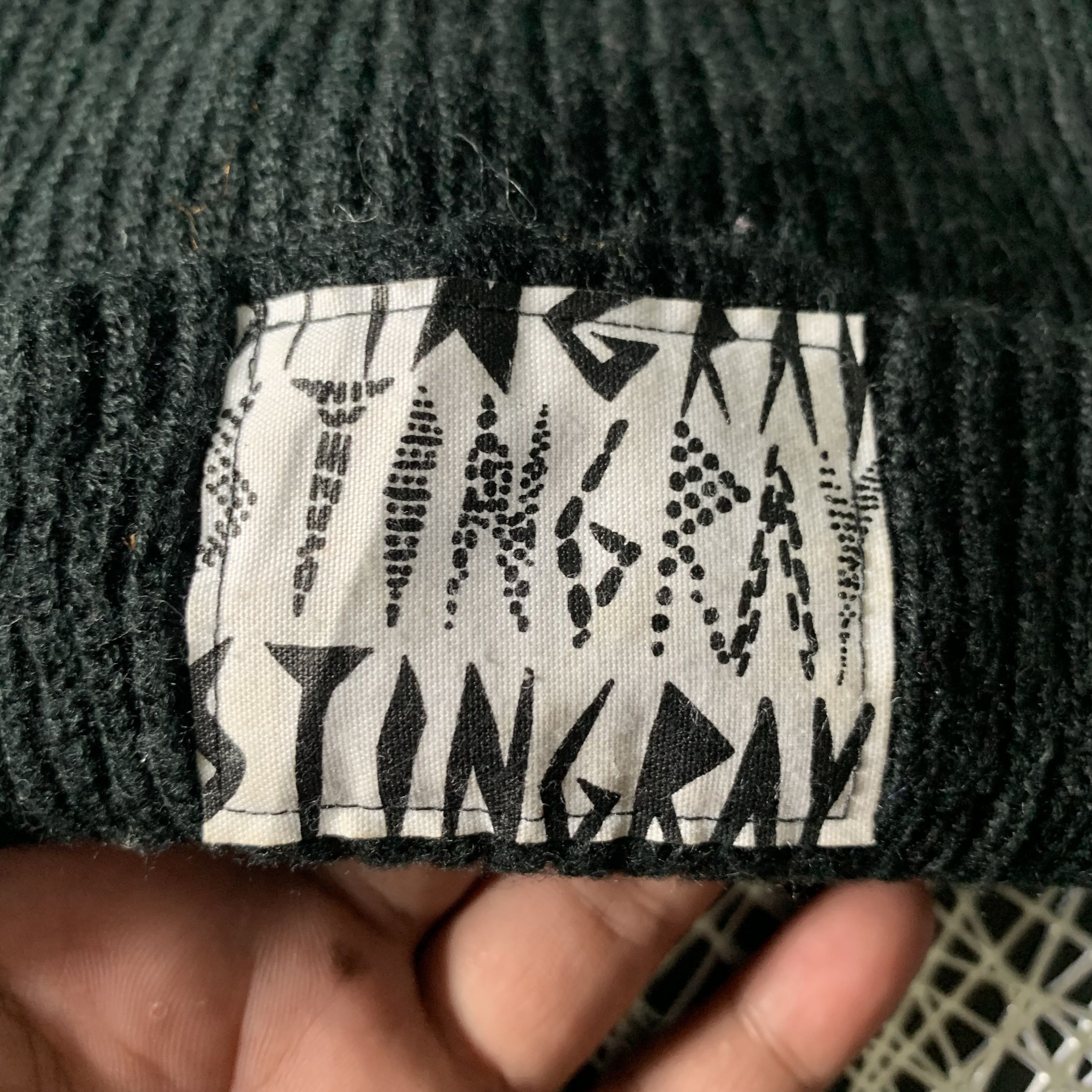 Japanese Brand STINGRAY Embroidery Big Logo Black Beanie #159-G Size ONE SIZE - 5 Thumbnail