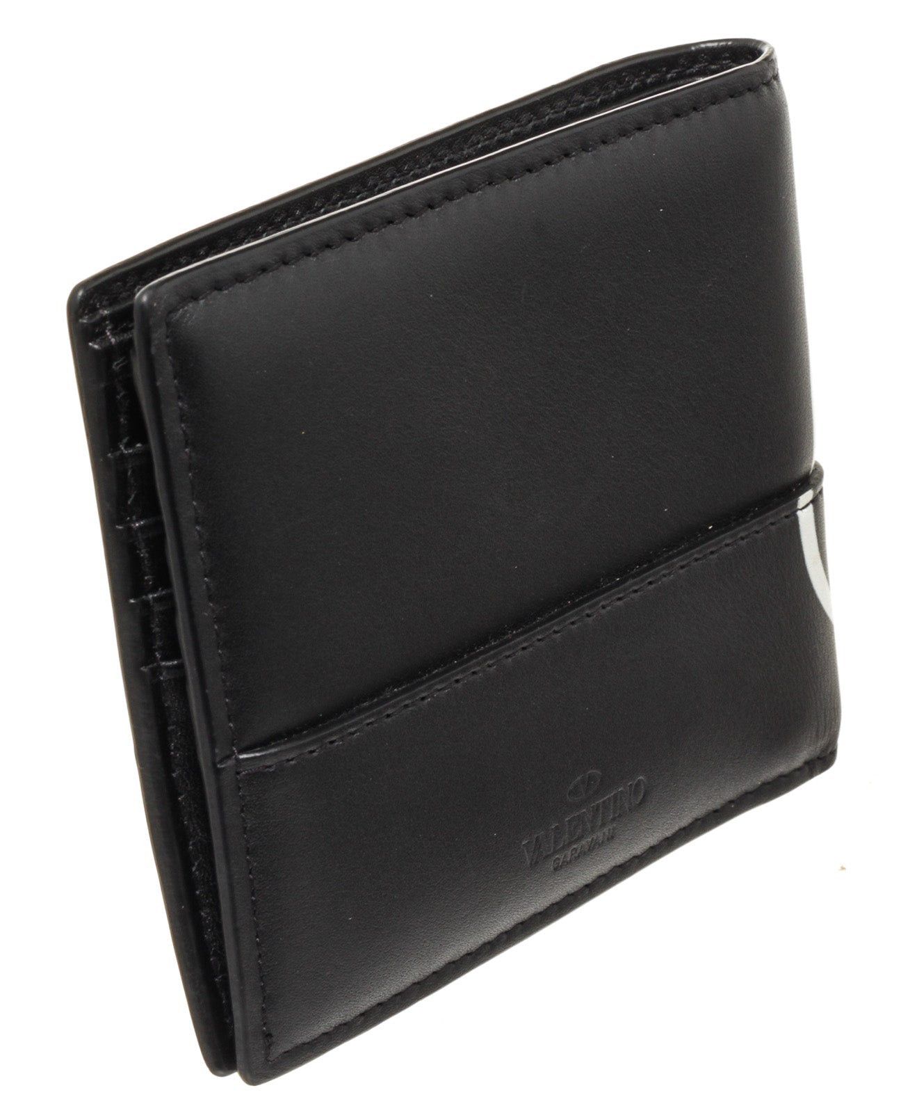 Valentino Valentino Black Leather Logo Print Bifold Wallet Size ONE SIZE - 3 Thumbnail