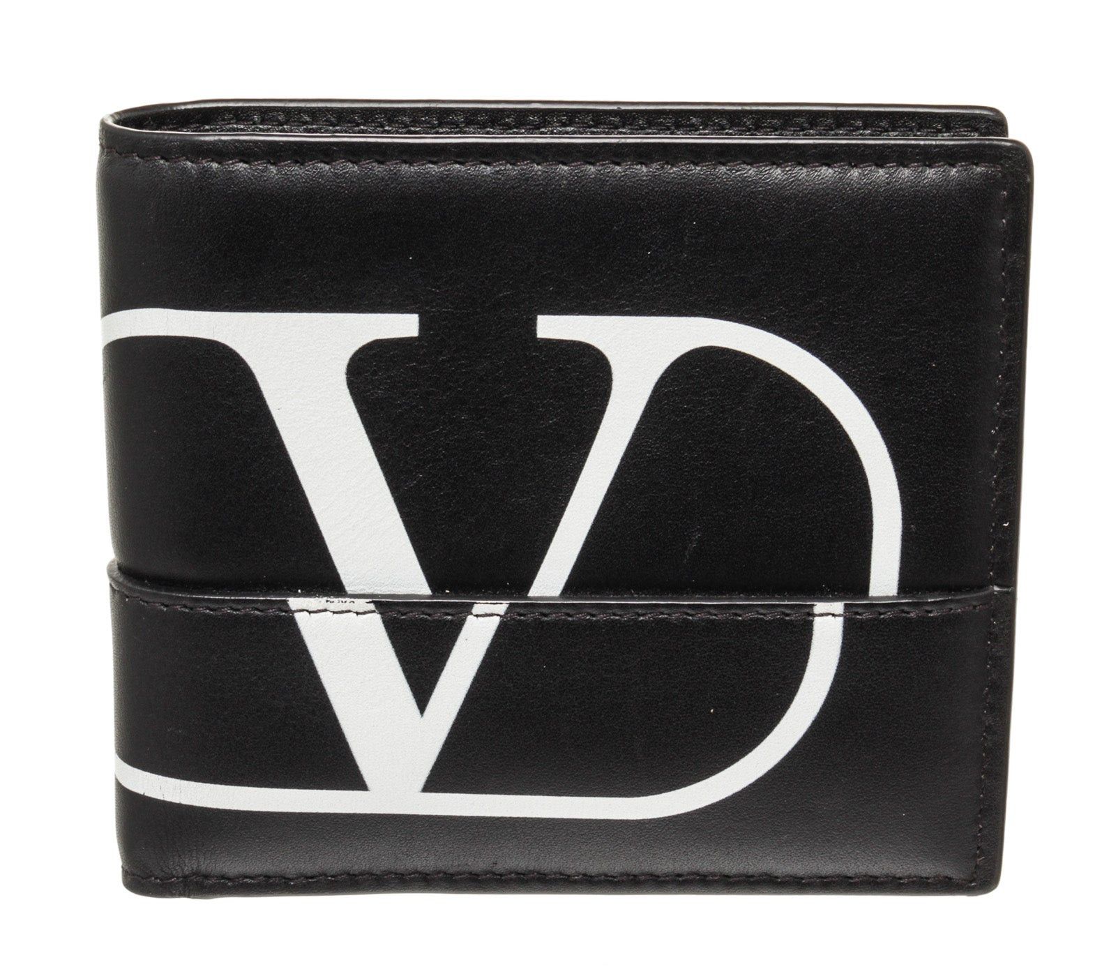 Valentino Valentino Black Leather Logo Print Bifold Wallet Size ONE SIZE - 1 Preview