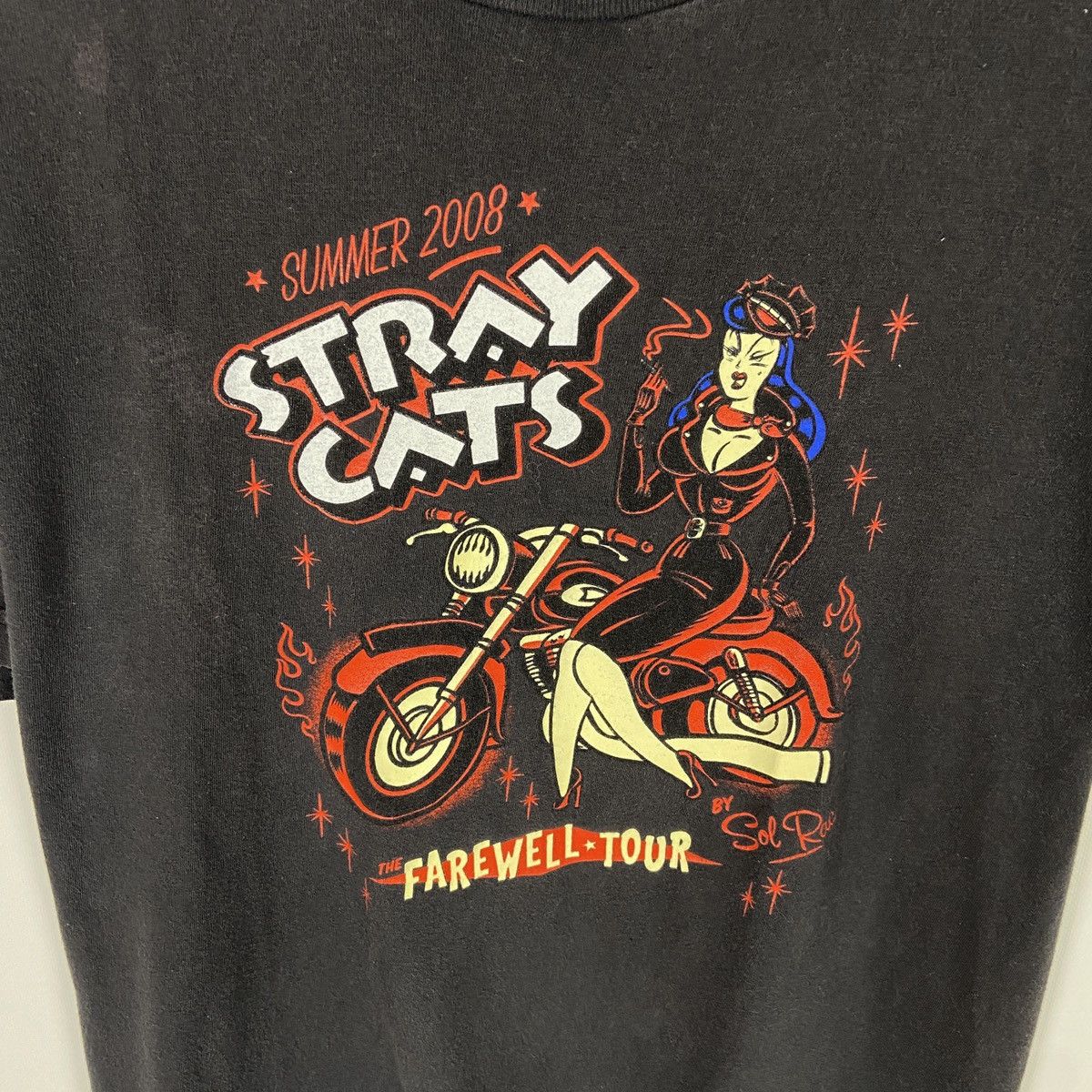 Vintage Vintage 00s Stray Cats Flame Job Hot Rod Wear tee Sol Rac Size US XL / EU 56 / 4 - 4 Thumbnail