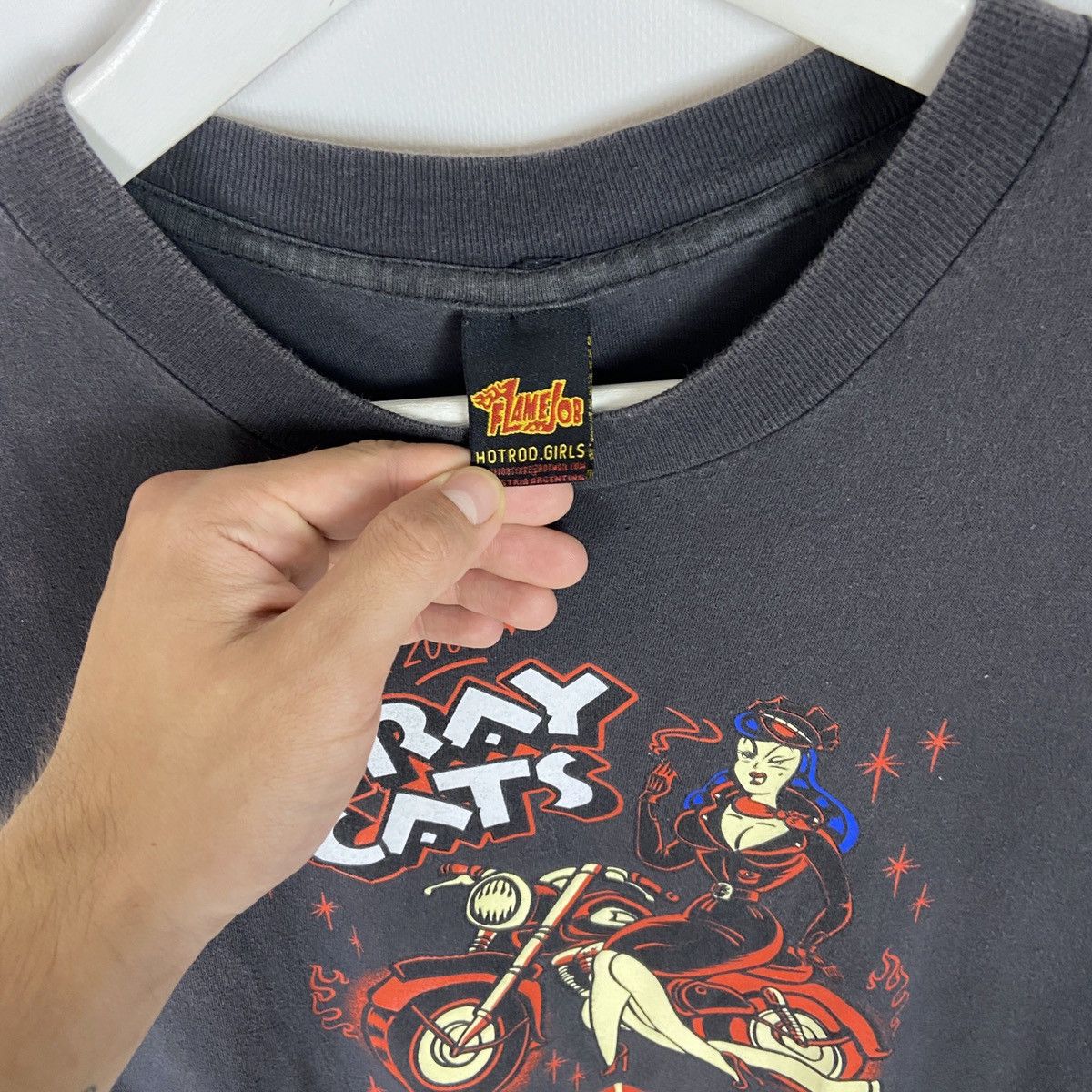 Vintage Vintage 00s Stray Cats Flame Job Hot Rod Wear tee Sol Rac Size US XL / EU 56 / 4 - 7 Thumbnail