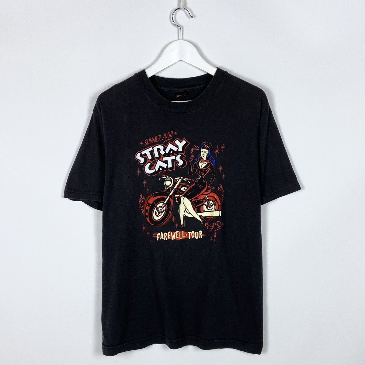 Vintage Vintage 00s Stray Cats Flame Job Hot Rod Wear tee Sol Rac Size US XL / EU 56 / 4 - 1 Thumbnail