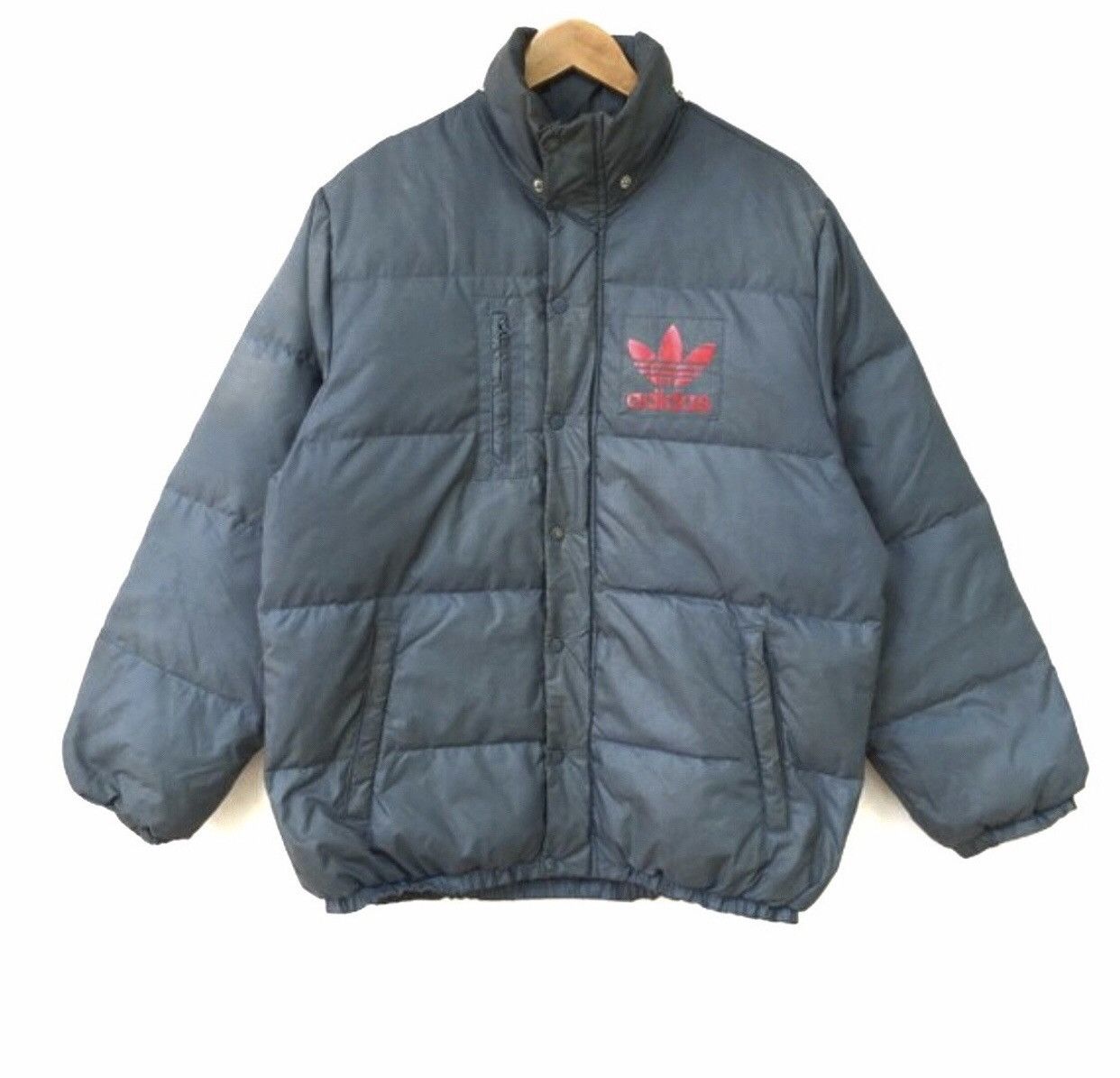 Rare Adidas Trefoil Puffer Down Jacket Big Logo S Oversized