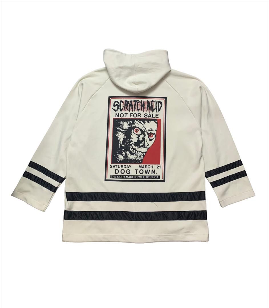 image of Vintage Dogtown Skateboards Hoodie Raglan Old Skate Punk in White, Men's (Size XL)