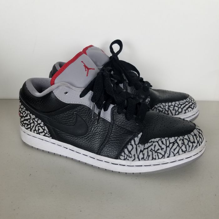 Jordan Brand Air Jordan 1 Phat Low Black Cement 2008 | Grailed