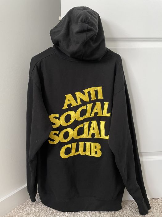 Anti social social club 2024 black and yellow hoodie