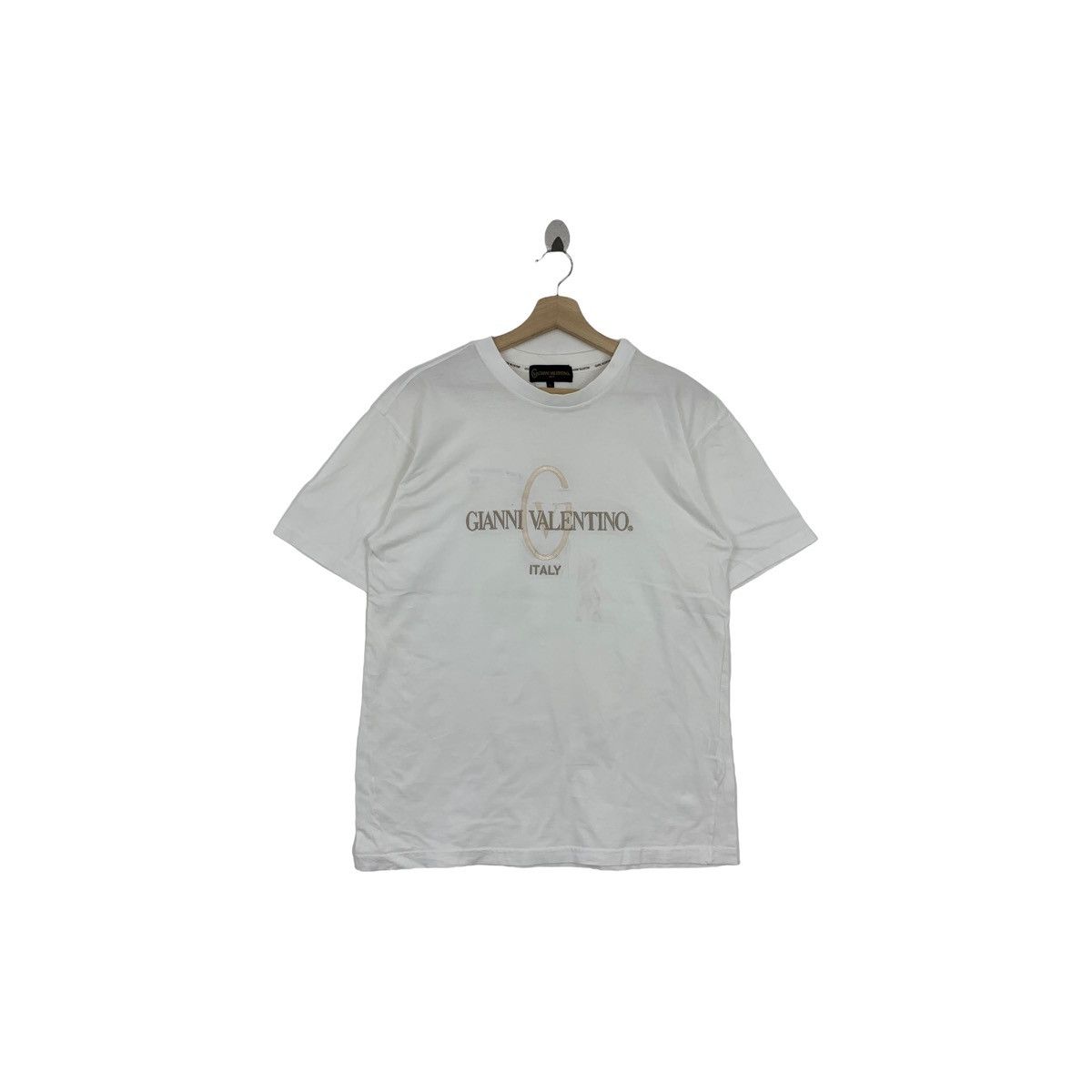Rare !! GIANNI VALENTINO big logo embroidery tshirt