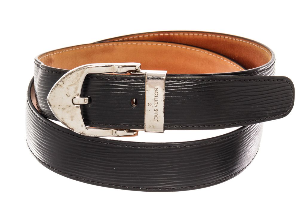 Louis Vuitton Louis Vuitton Black Silver Epi Leather Belt