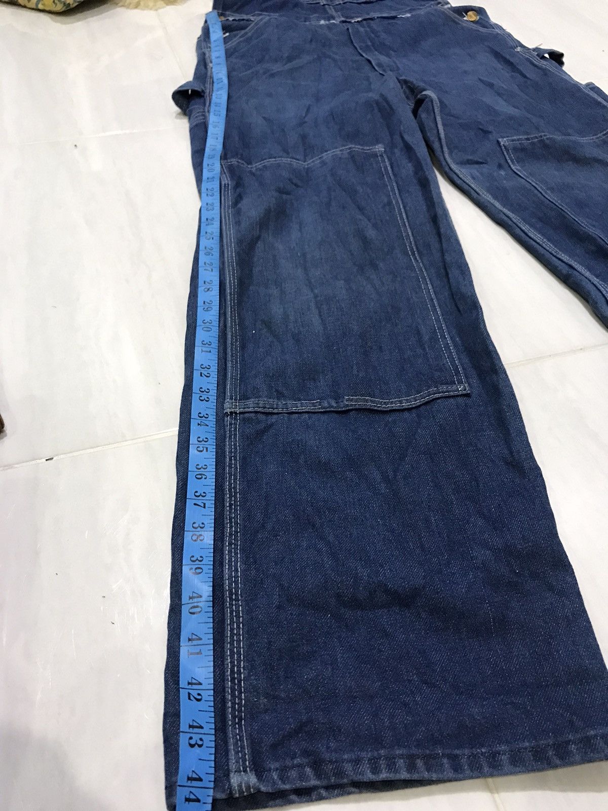 Vintage TOUGHSKINS UNION MADE USA WorkWear Double Knee Denim Overall Size US 33 - 21 Thumbnail