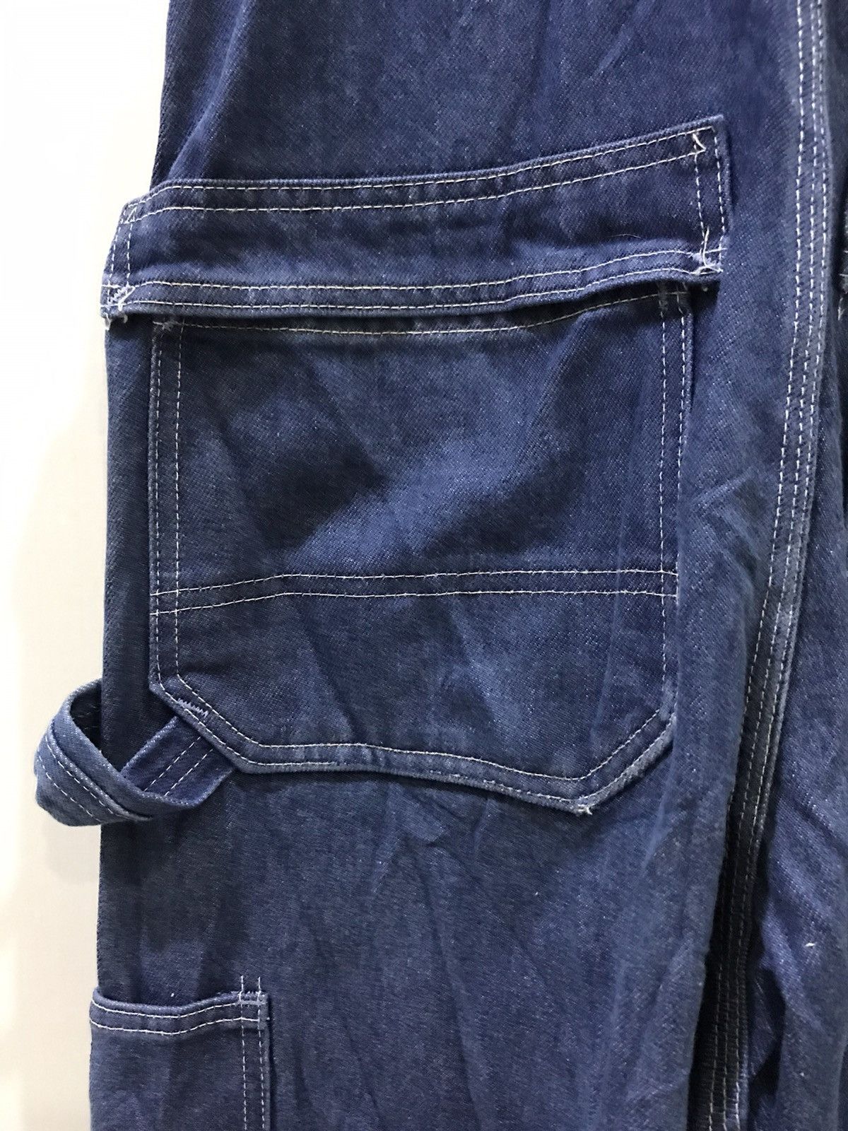 Vintage TOUGHSKINS UNION MADE USA WorkWear Double Knee Denim Overall Size US 33 - 16 Thumbnail