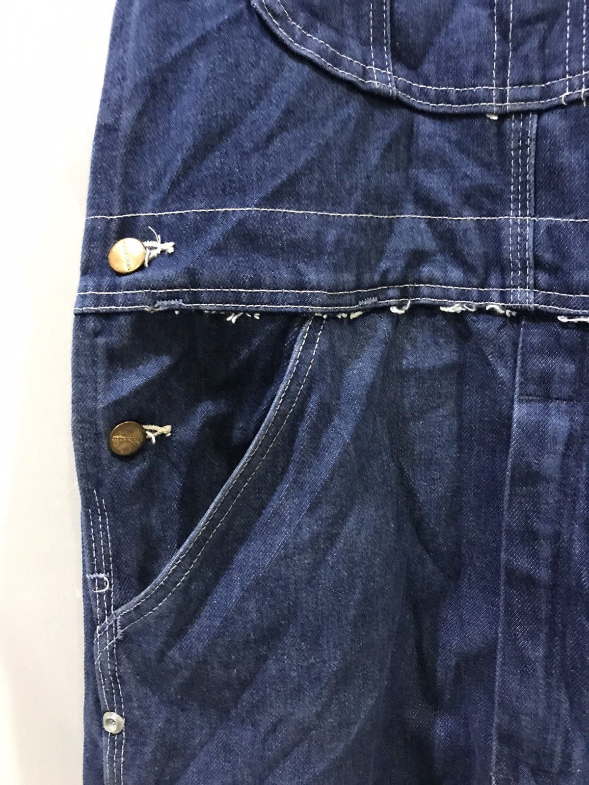 Vintage TOUGHSKINS UNION MADE USA WorkWear Double Knee Denim Overall Size US 33 - 12 Thumbnail