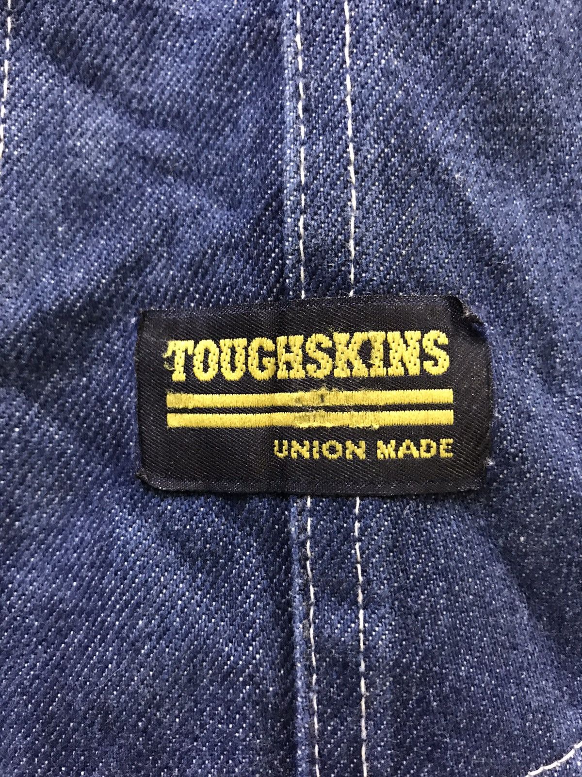 Vintage TOUGHSKINS UNION MADE USA WorkWear Double Knee Denim Overall Size US 33 - 8 Thumbnail