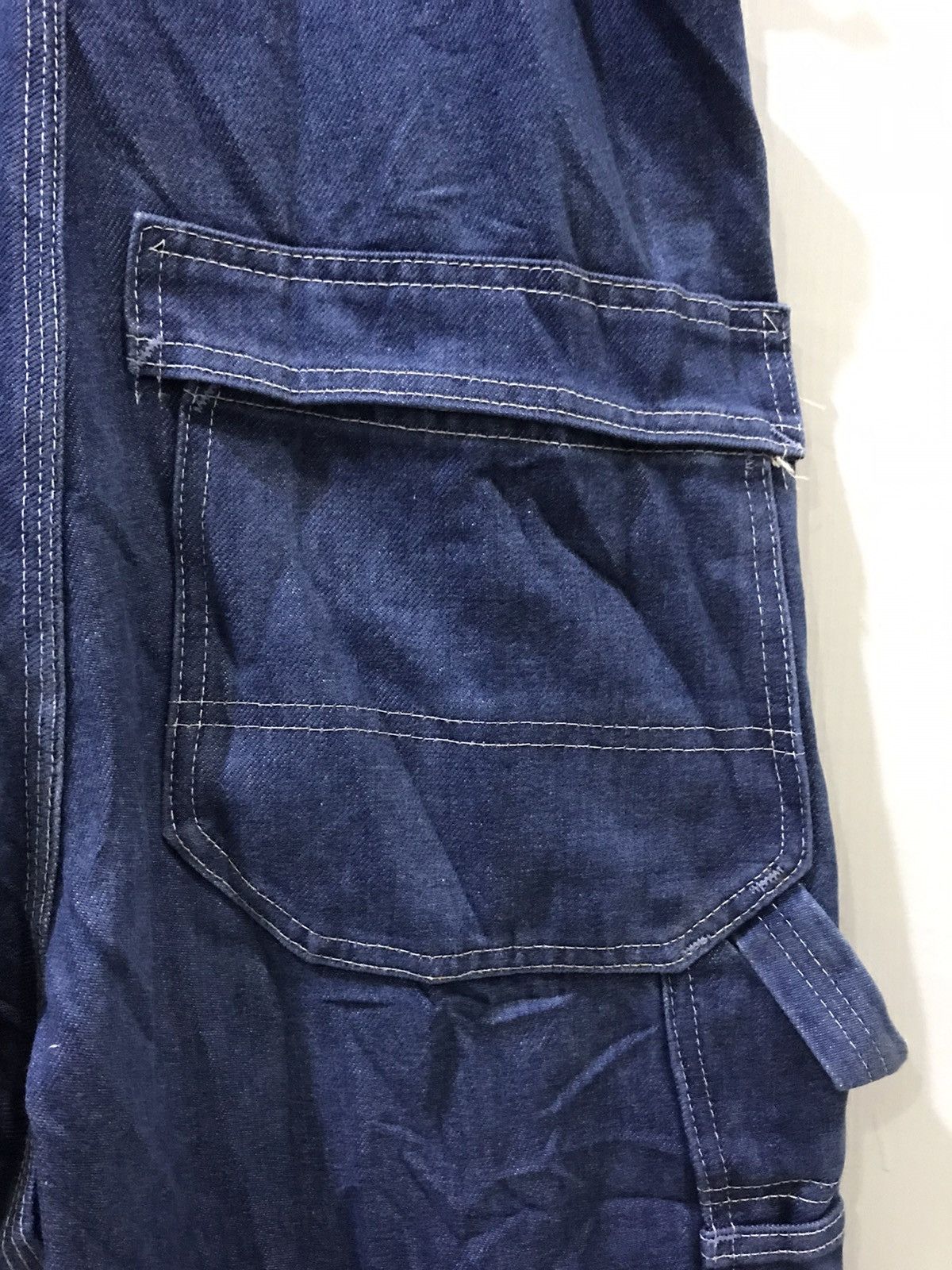 Vintage TOUGHSKINS UNION MADE USA WorkWear Double Knee Denim Overall Size US 33 - 15 Thumbnail