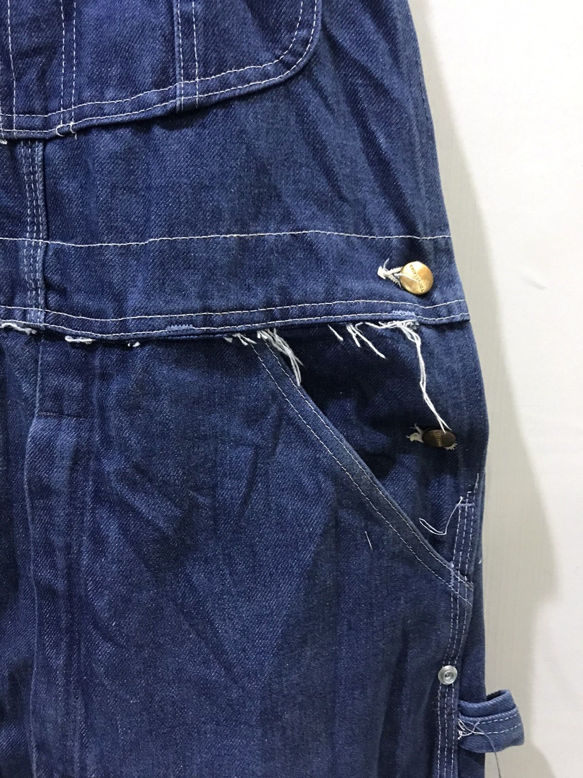 Vintage TOUGHSKINS UNION MADE USA WorkWear Double Knee Denim Overall Size US 33 - 13 Thumbnail