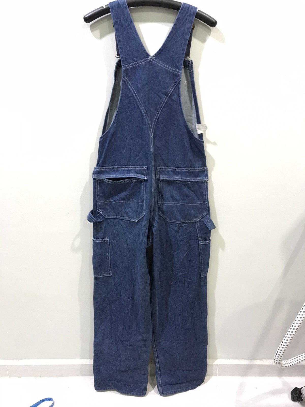 Vintage TOUGHSKINS UNION MADE USA WorkWear Double Knee Denim Overall Size US 33 - 14 Thumbnail