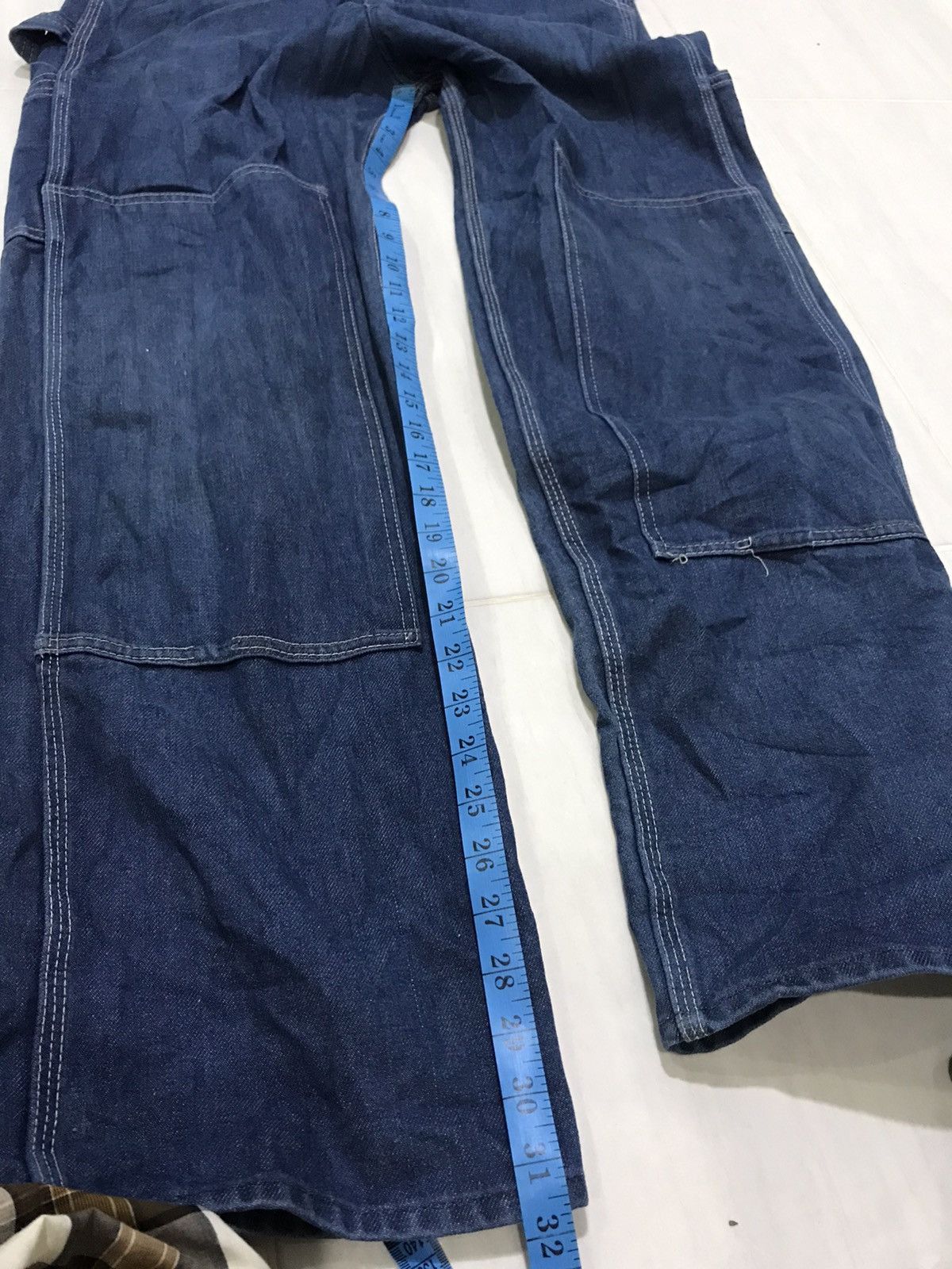 Vintage TOUGHSKINS UNION MADE USA WorkWear Double Knee Denim Overall Size US 33 - 23 Thumbnail