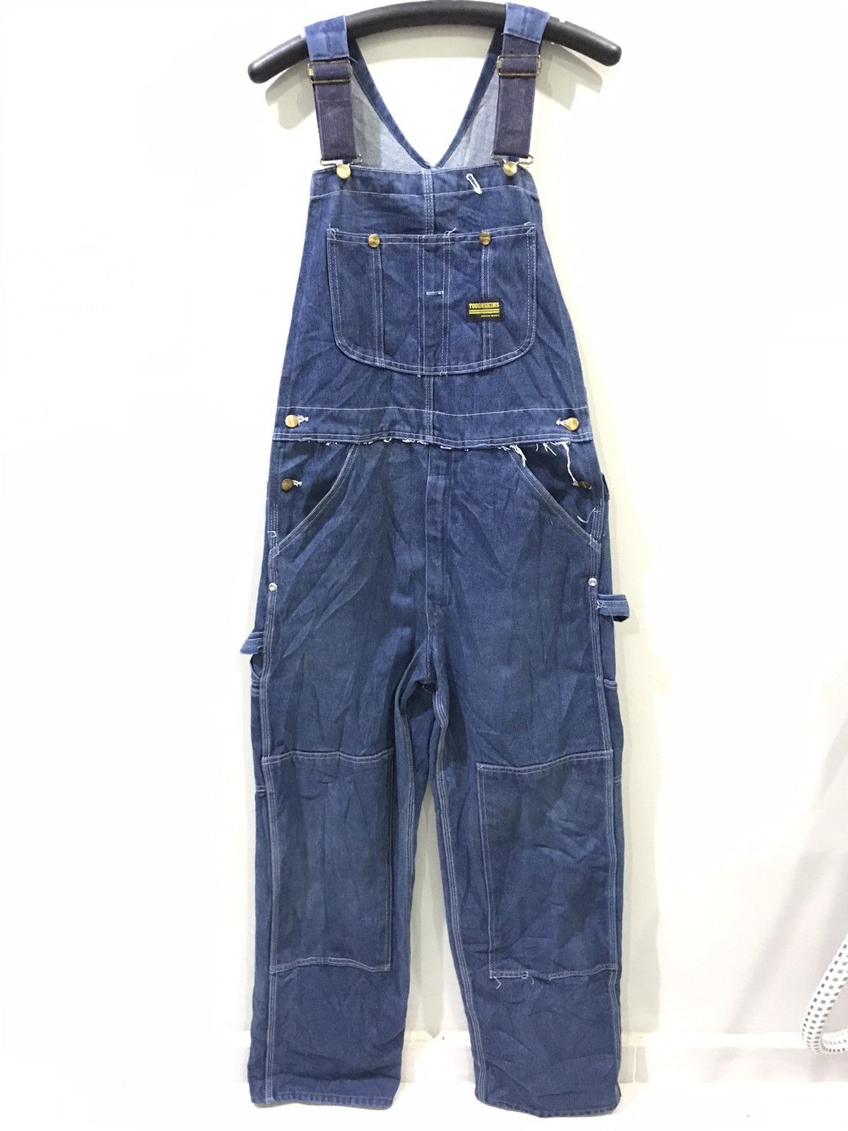 Vintage TOUGHSKINS UNION MADE USA WorkWear Double Knee Denim Overall Size US 33 - 3 Thumbnail