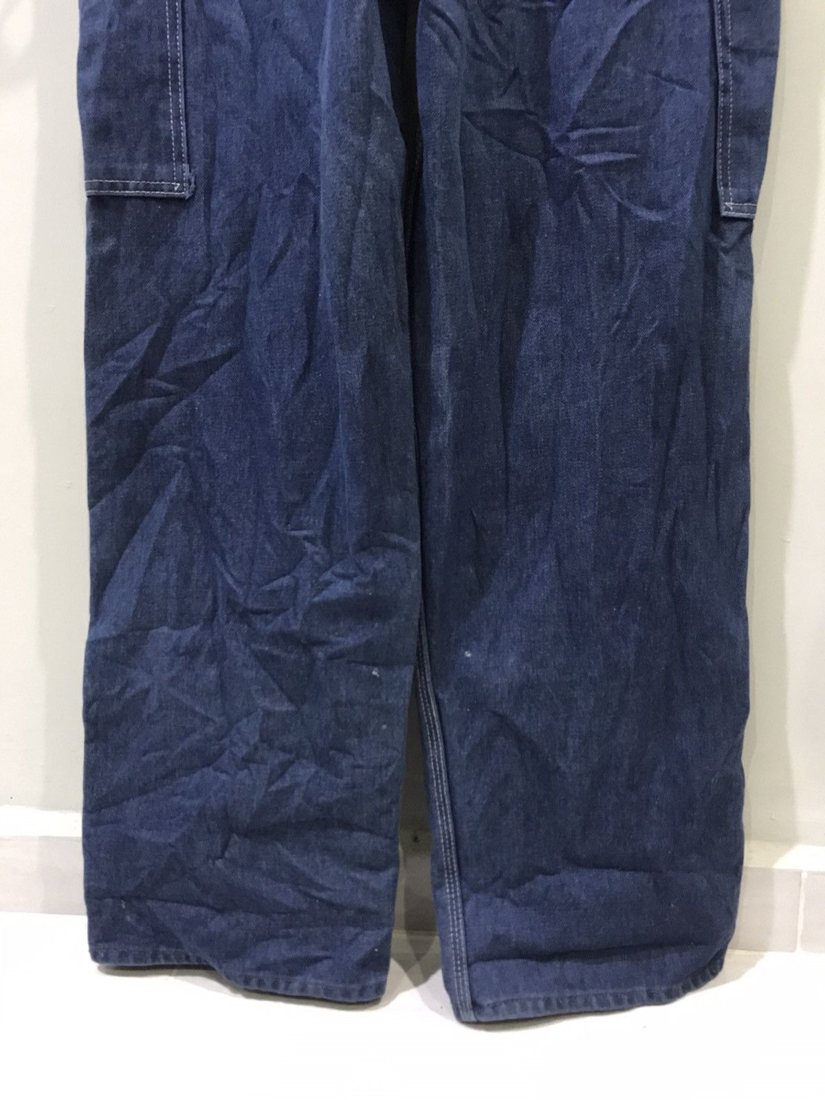 Vintage TOUGHSKINS UNION MADE USA WorkWear Double Knee Denim Overall Size US 33 - 19 Thumbnail