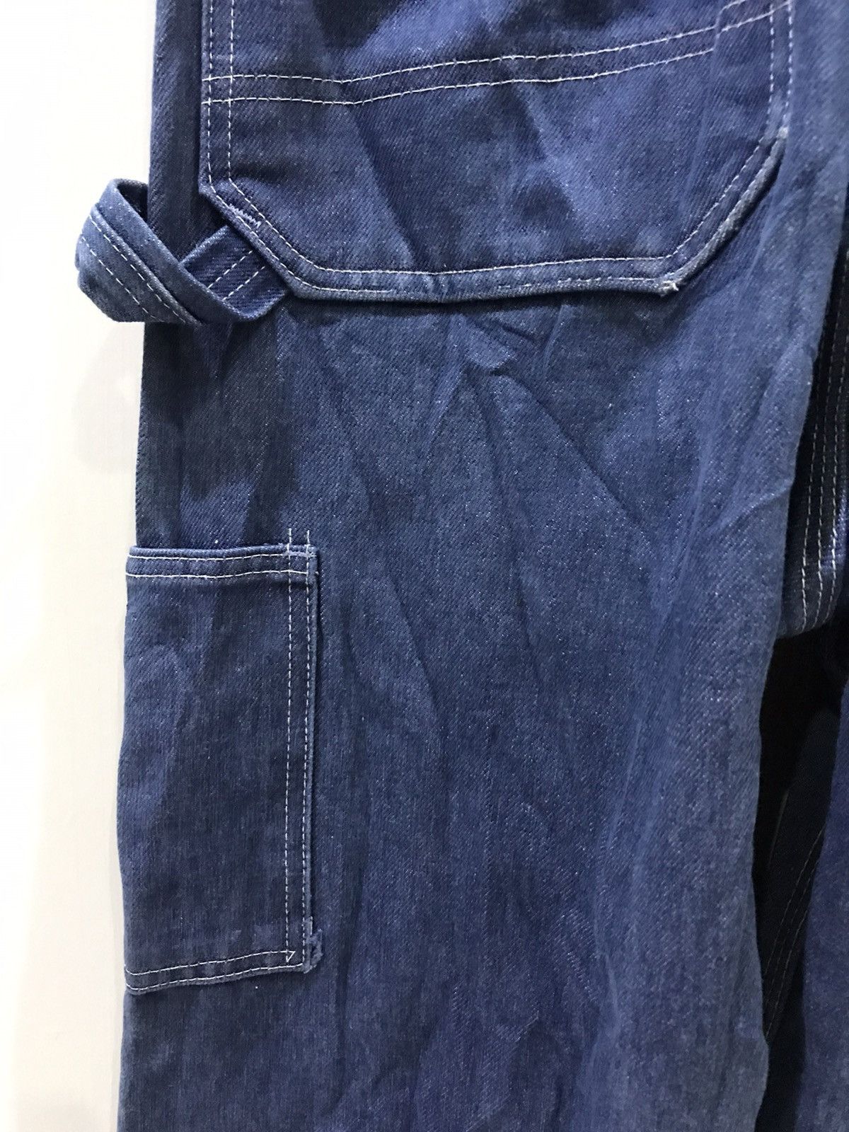 Vintage TOUGHSKINS UNION MADE USA WorkWear Double Knee Denim Overall Size US 33 - 18 Thumbnail