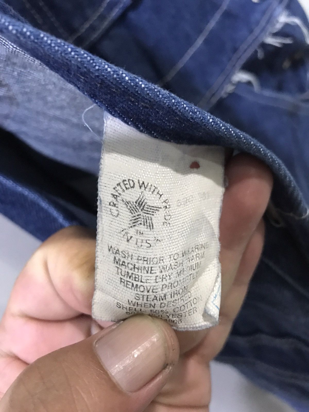 Vintage TOUGHSKINS UNION MADE USA WorkWear Double Knee Denim Overall Size US 33 - 11 Thumbnail