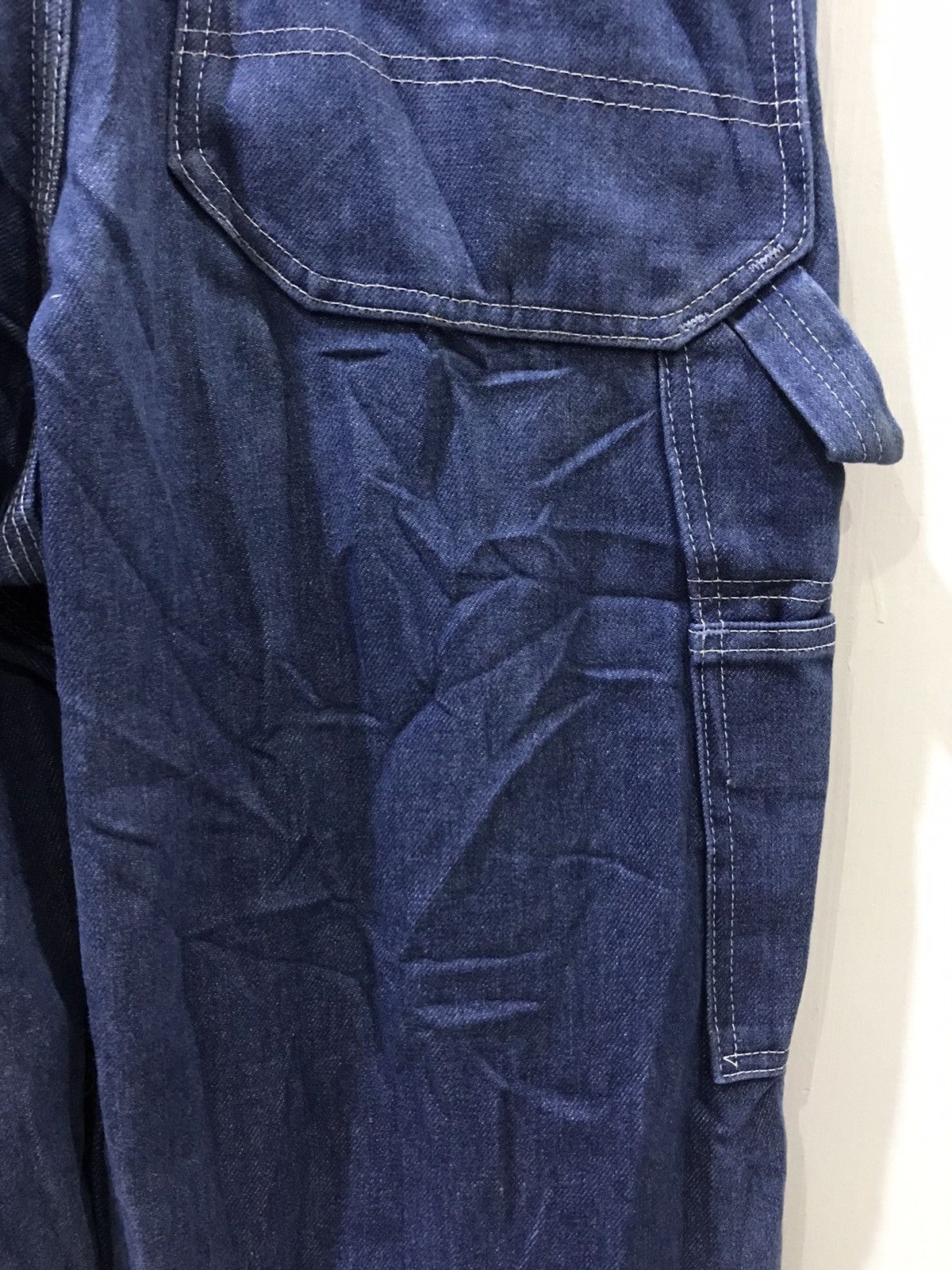 Vintage TOUGHSKINS UNION MADE USA WorkWear Double Knee Denim Overall Size US 33 - 17 Thumbnail