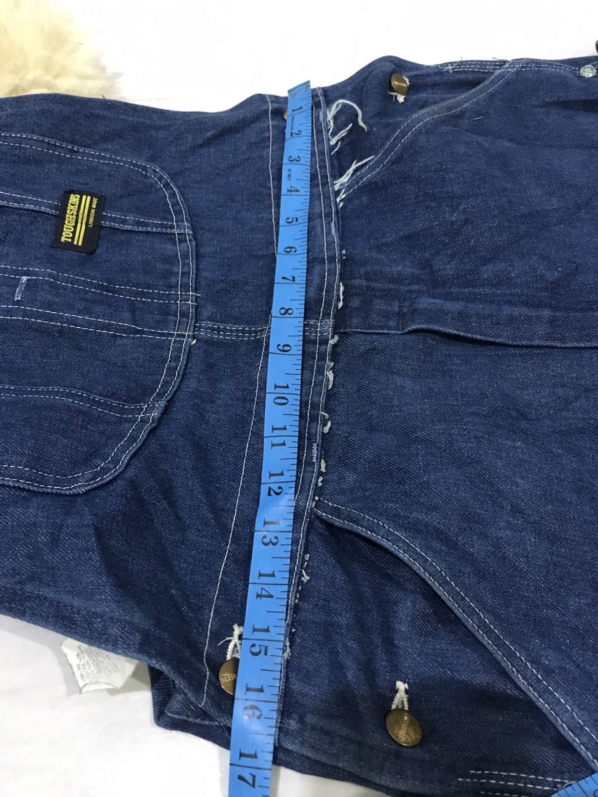 Vintage TOUGHSKINS UNION MADE USA WorkWear Double Knee Denim Overall Size US 33 - 20 Thumbnail