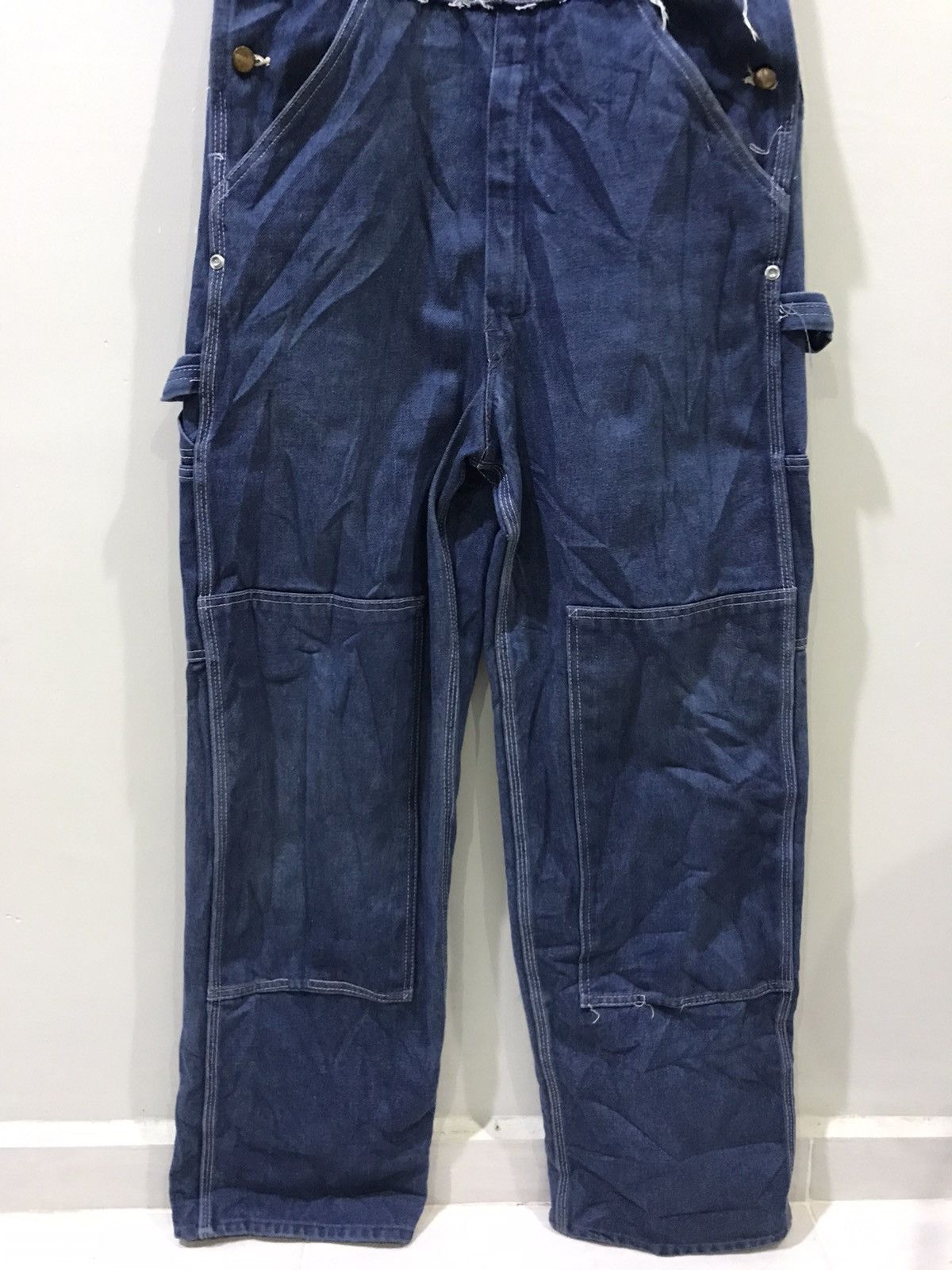 Vintage TOUGHSKINS UNION MADE USA WorkWear Double Knee Denim Overall Size US 33 - 4 Thumbnail