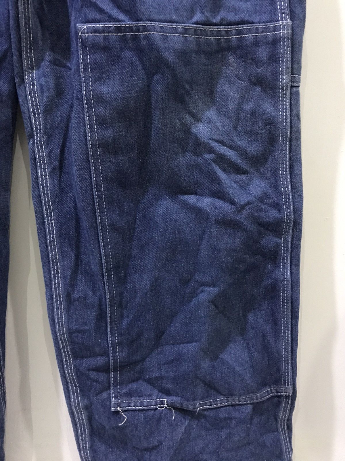 Vintage TOUGHSKINS UNION MADE USA WorkWear Double Knee Denim Overall Size US 33 - 6 Thumbnail