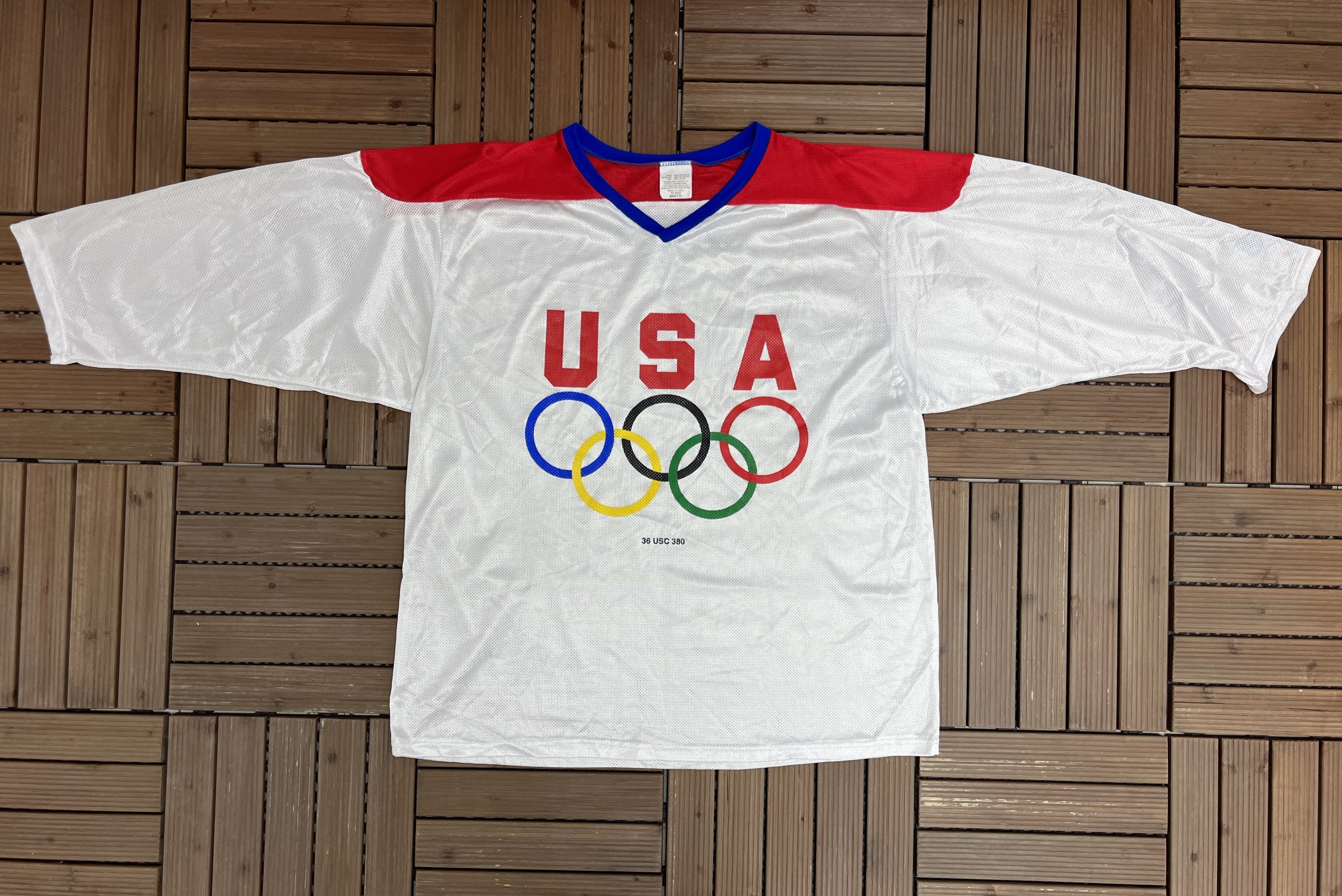 Vintage United States Olympics Graphic Vintage Hockey Jersey Size US XL / EU 56 / 4 - 5 Thumbnail