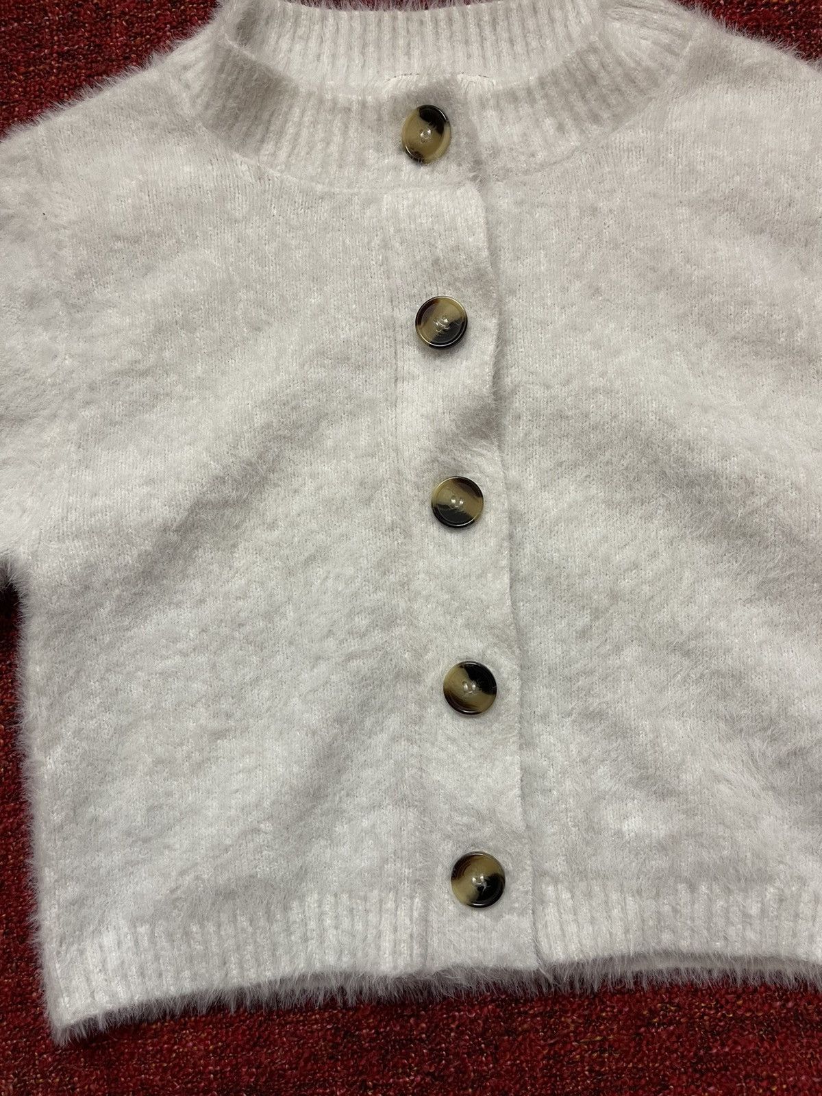 FUZZI Avant garde Cropped Japanese fuzzy mohair style cardigan Size XS / US 0-2 / IT 36-38 - 2 Thumbnail