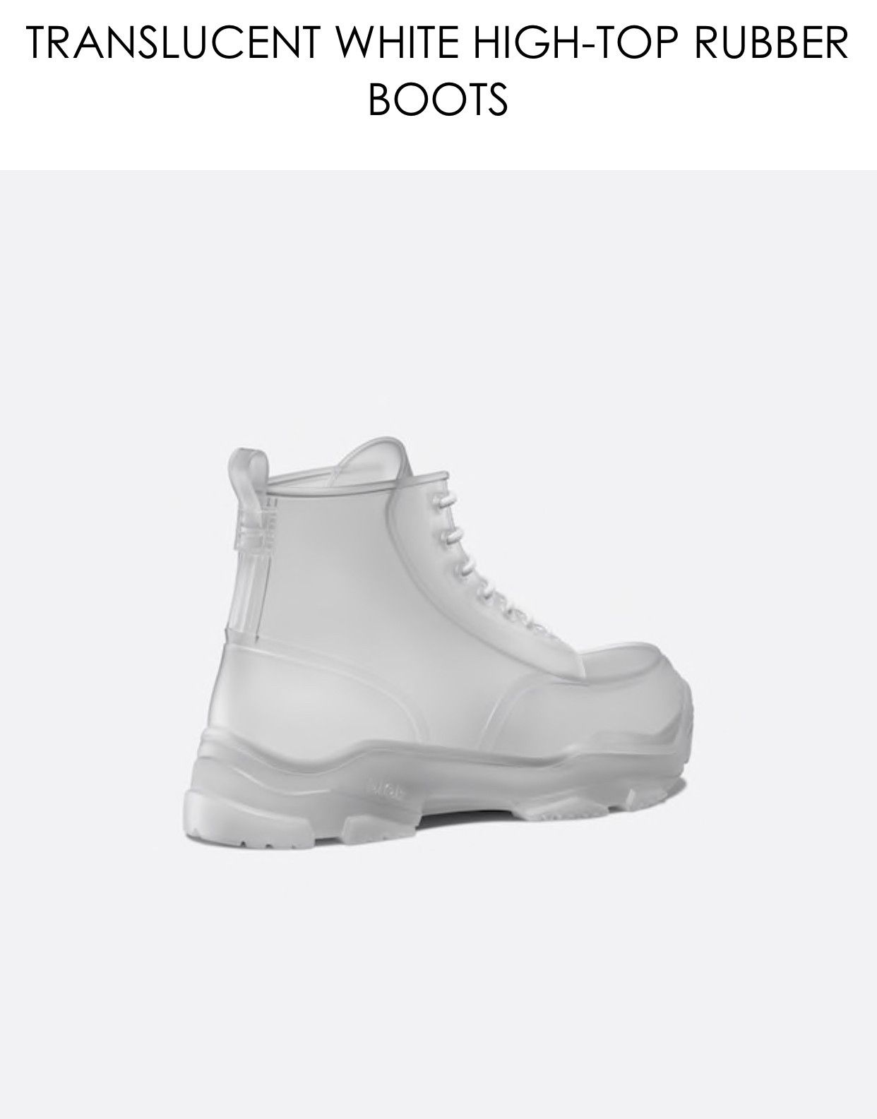 Dior DIOR AND DANIELARSHAM TRANSLUCENTWHITE HIGHTOP RUBBER BOOTS Size US 12 / EU 45 - 5 Thumbnail