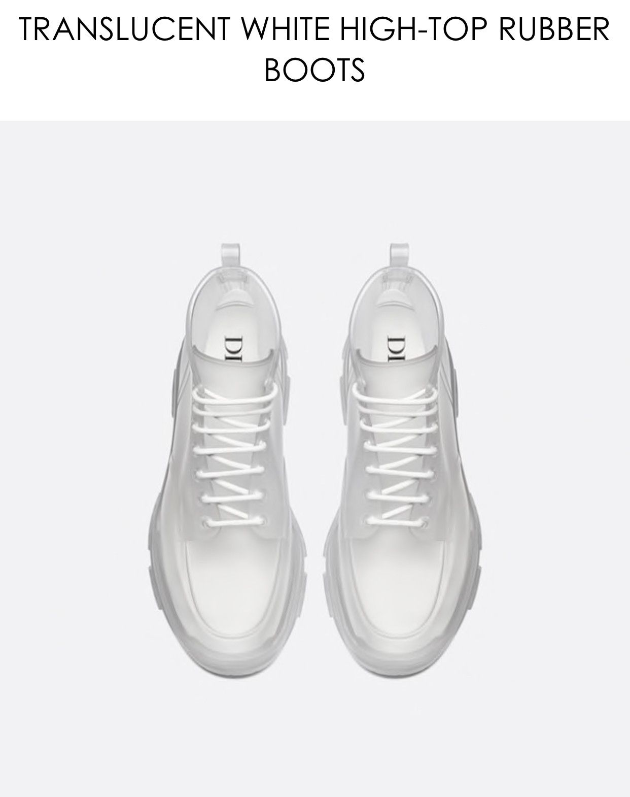 Dior DIOR AND DANIELARSHAM TRANSLUCENTWHITE HIGHTOP RUBBER BOOTS Size US 12 / EU 45 - 2 Thumbnail
