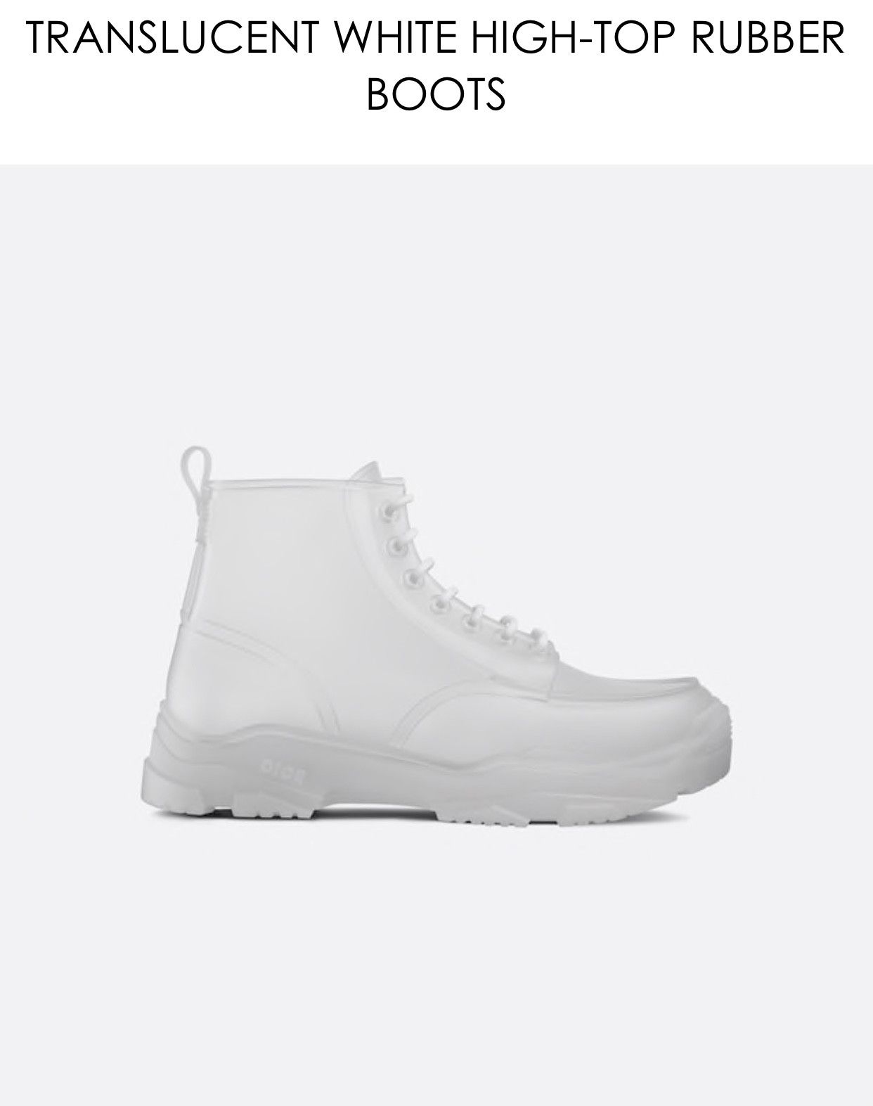 Dior DIOR AND DANIELARSHAM TRANSLUCENTWHITE HIGHTOP RUBBER BOOTS Size US 12 / EU 45 - 3 Thumbnail