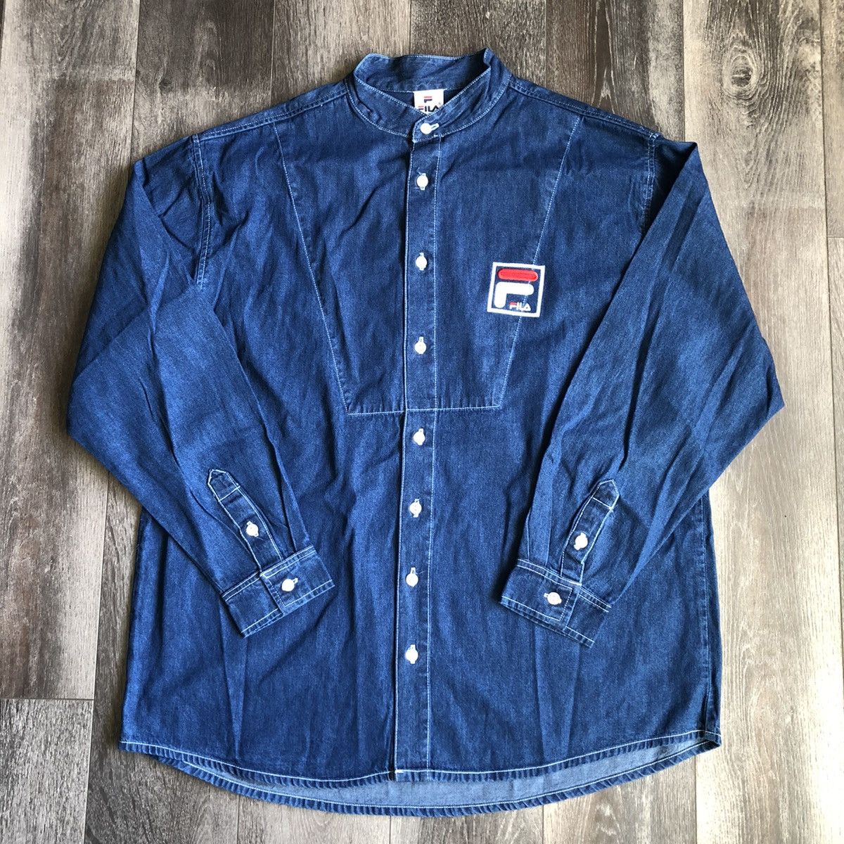 Fila New Vintage 1990s FILA Denim Button Up Logo Longsleeve Shirt Size US L / EU 52-54 / 3 - 1 Thumbnail