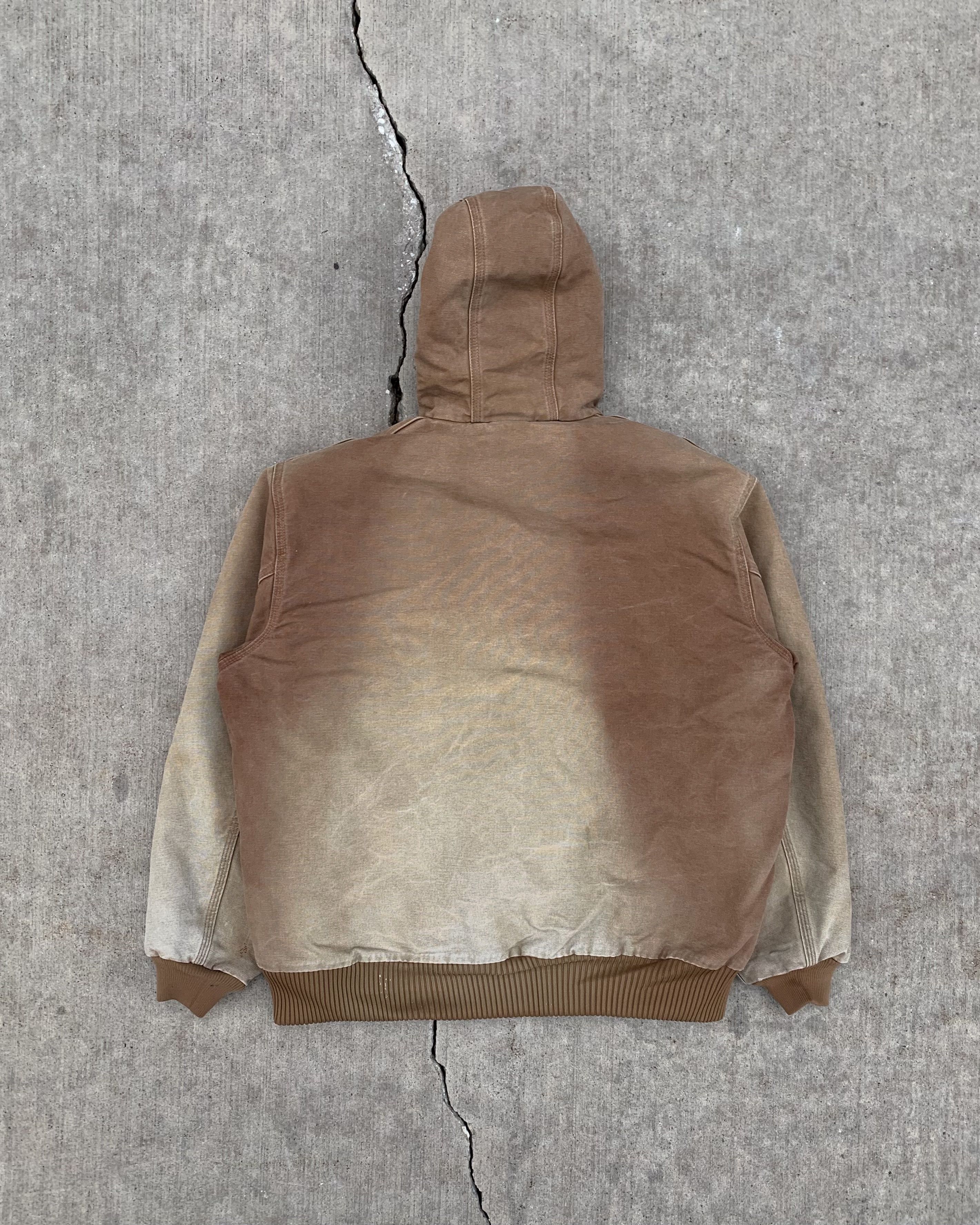 Faded Caramel Carhartt Zip Up Hooded Jacket - 1990s