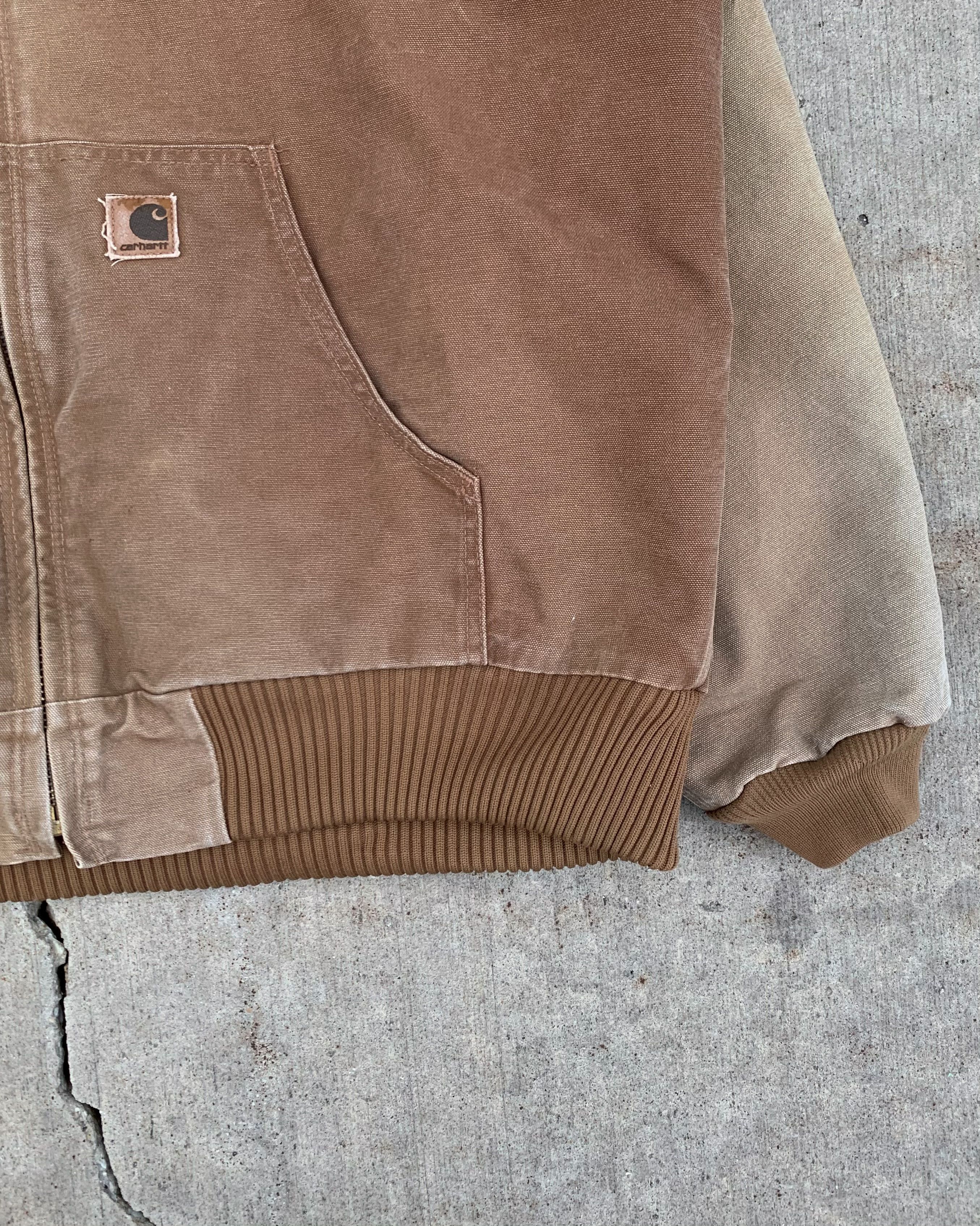 Faded Caramel Carhartt Zip Up Hooded Jacket - 1990s