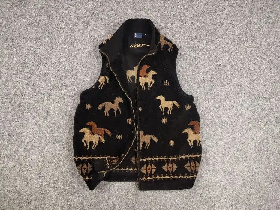 Other Vintage 90's All dark Print Zip Fleece Vest Jacket Size US M / EU 48-50 / 2 - 1 Thumbnail