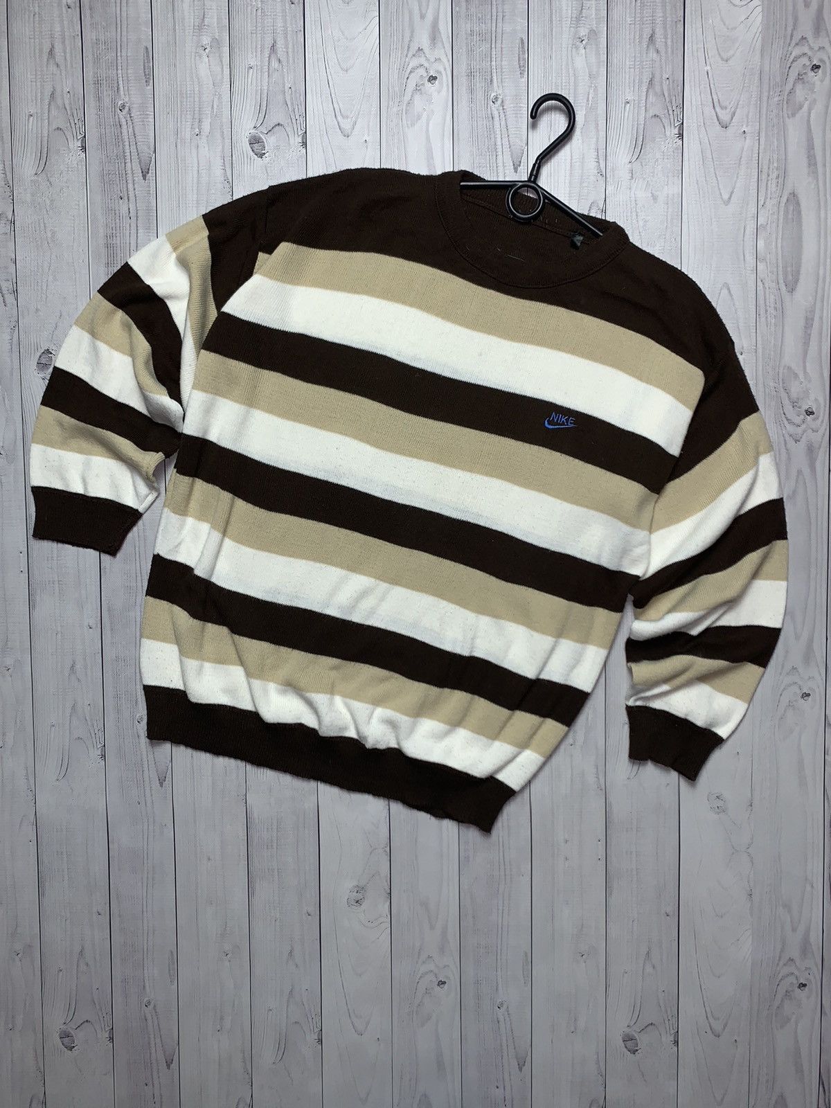 Nike × Vintage Vintage Nike sweater brown striped size L Size US L / EU 52-54 / 3 - 1 Thumbnail
