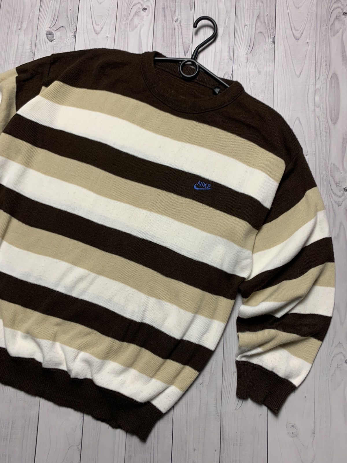 Nike × Vintage Vintage Nike sweater brown striped size L Size US L / EU 52-54 / 3 - 2 Thumbnail