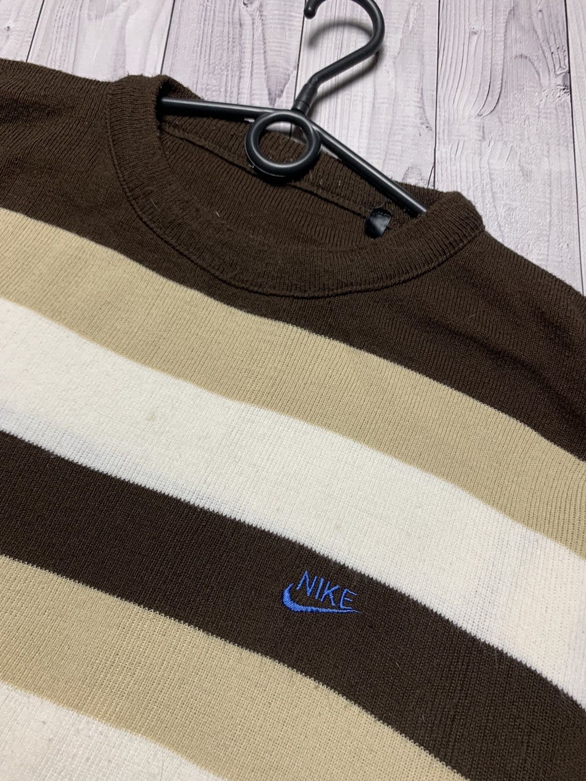 Nike × Vintage Vintage Nike sweater brown striped size L Size US L / EU 52-54 / 3 - 3 Thumbnail