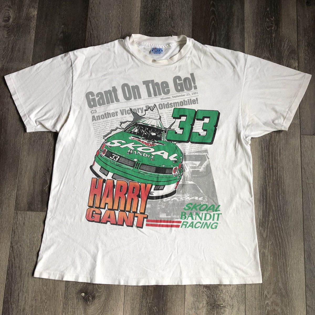 NASCAR Vintage 1990s NASCAR Harry Gant Racing Graphic Logo T Shirt Size US XL / EU 56 / 4 - 1 Thumbnail