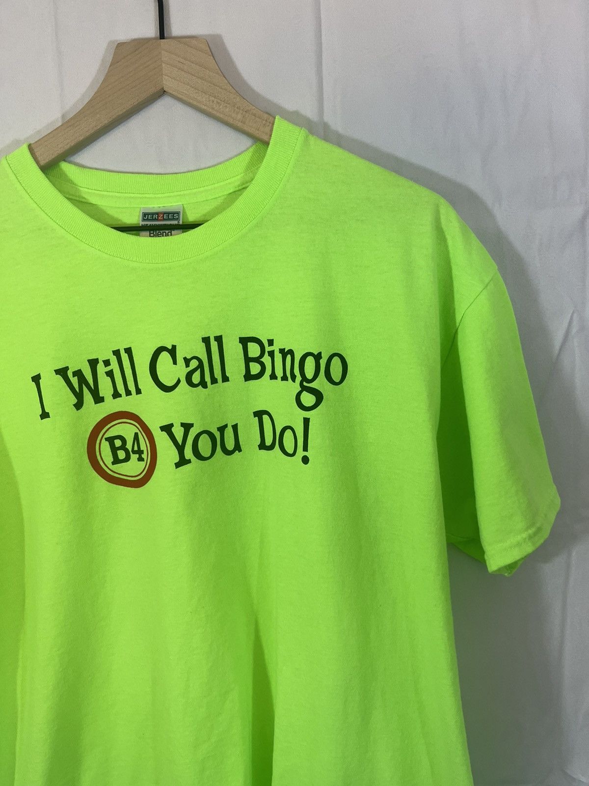 Vintage Bingo Game Neon Green Y2K 2000s Quote Tee Size US XL / EU 56 / 4 - 2 Thumbnail