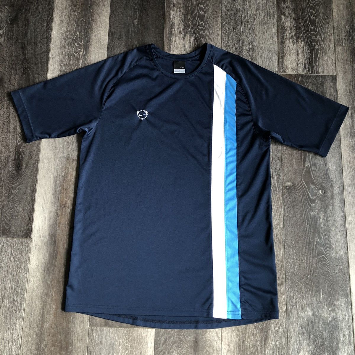 Nike Vintage 2000s Nike TN Stripe Dri Fit Swoosh Logo Tee Shirt Size US L / EU 52-54 / 3 - 1 Thumbnail